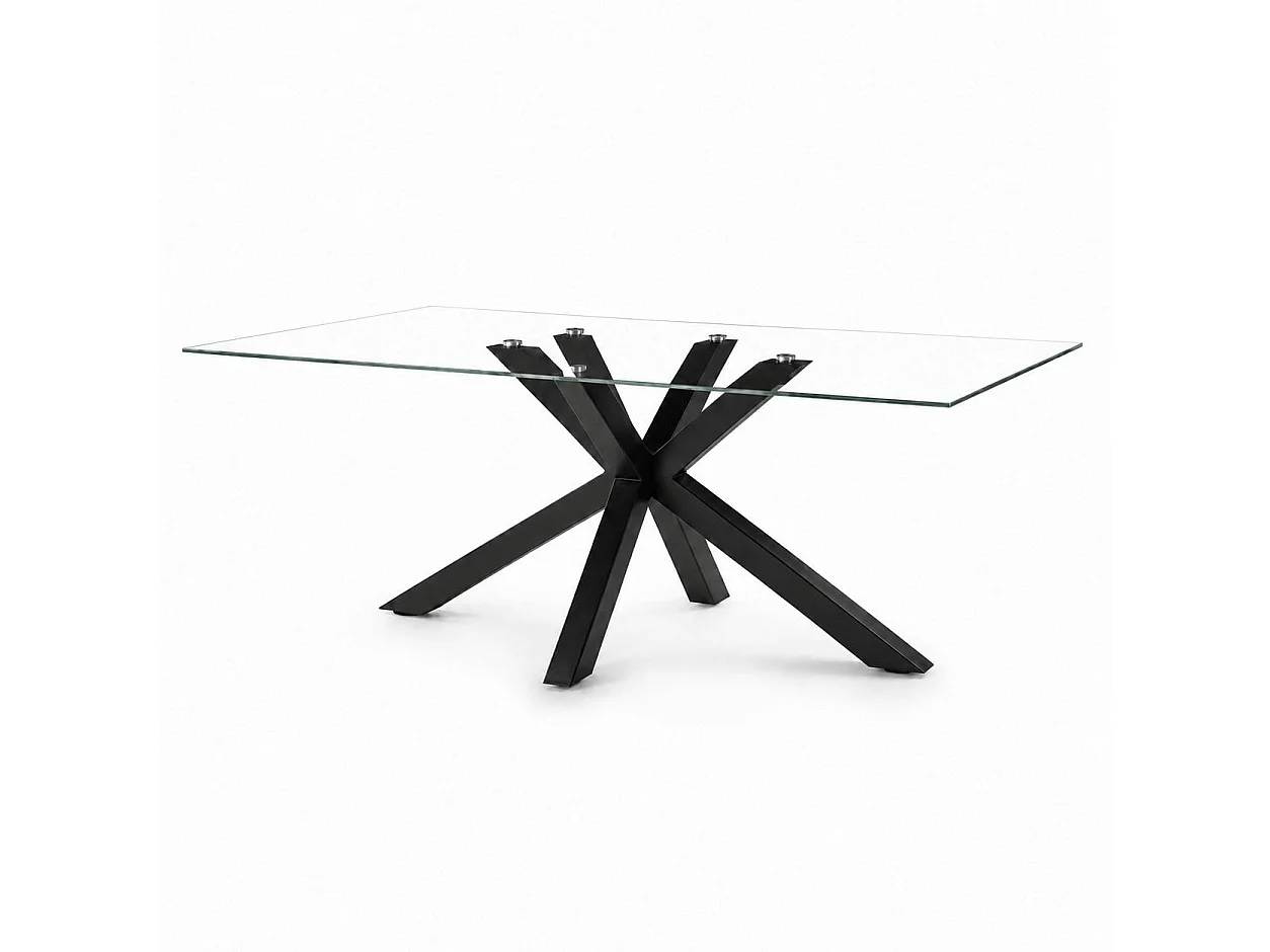 Table à manger en verre à pied central 180 cm ALBA