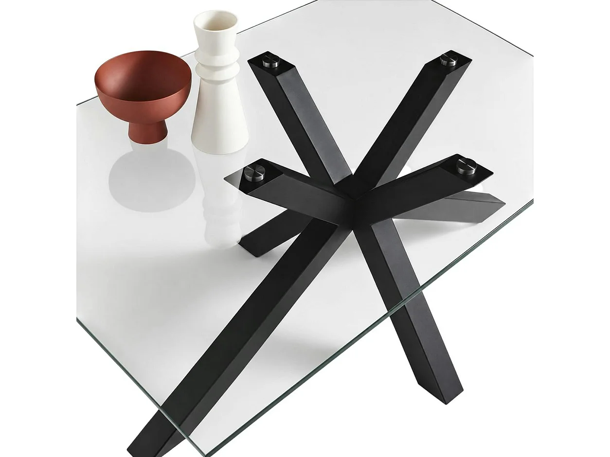 Table à manger en verre à pied central 180 cm ALBA