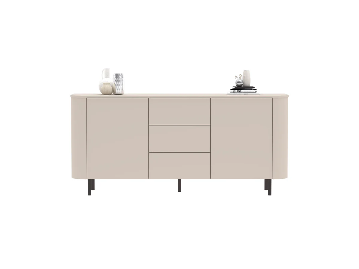 Buffet 2 portes et 3 tiroirs, bords arrondis cashmere L180,2 cm - BORA