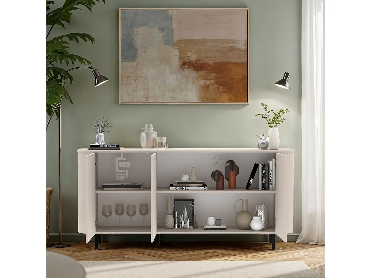 Buffet de Cachemira con 3 Puertas y Bordes Redondeados L180,2 cm - BORA