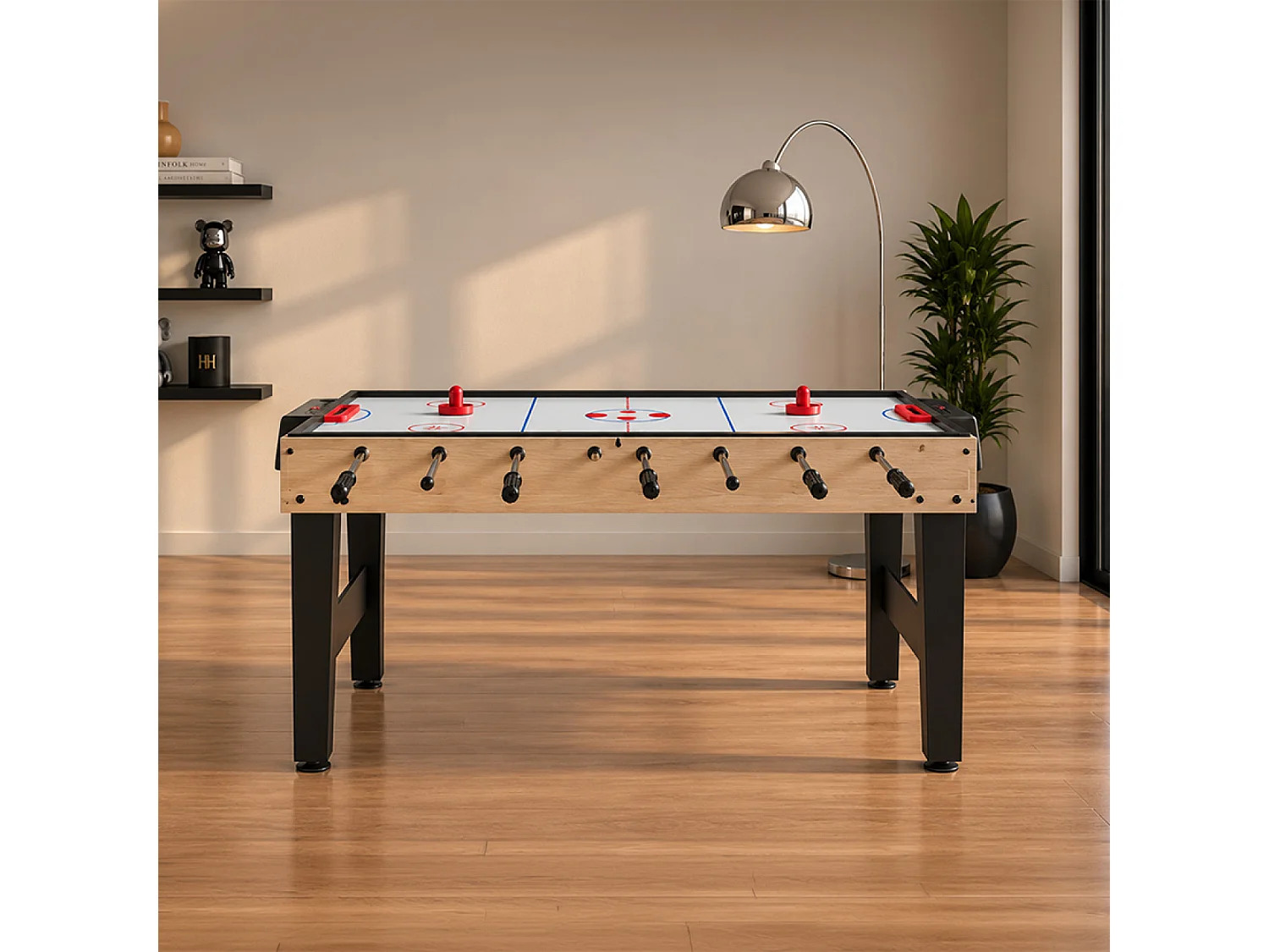 Table multi-jeux 9 en 1 effet bois et noir avec accessoires SAN DIEGO