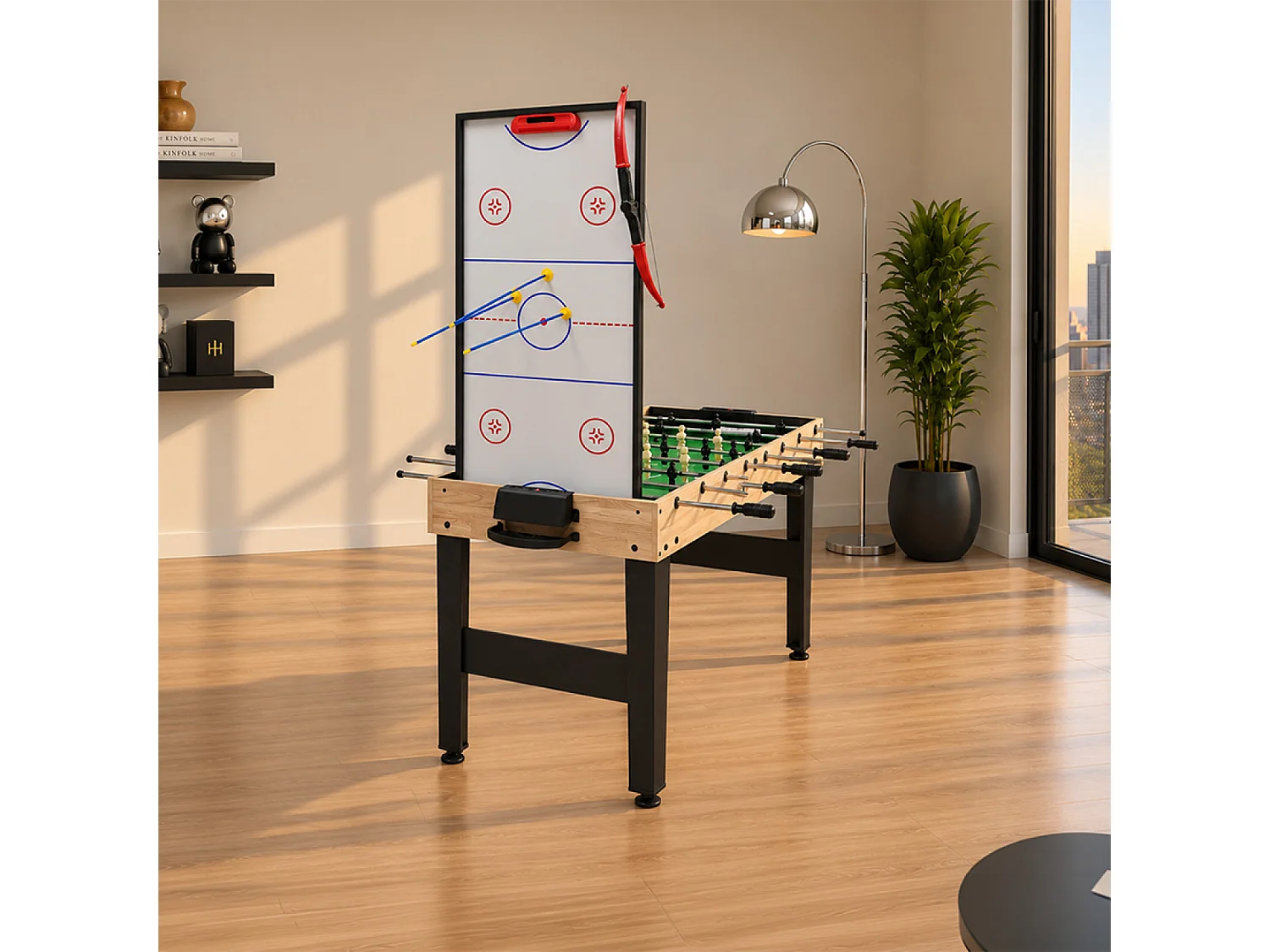 Table multi-jeux 9 en 1 effet bois et noir avec accessoires SAN DIEGO
