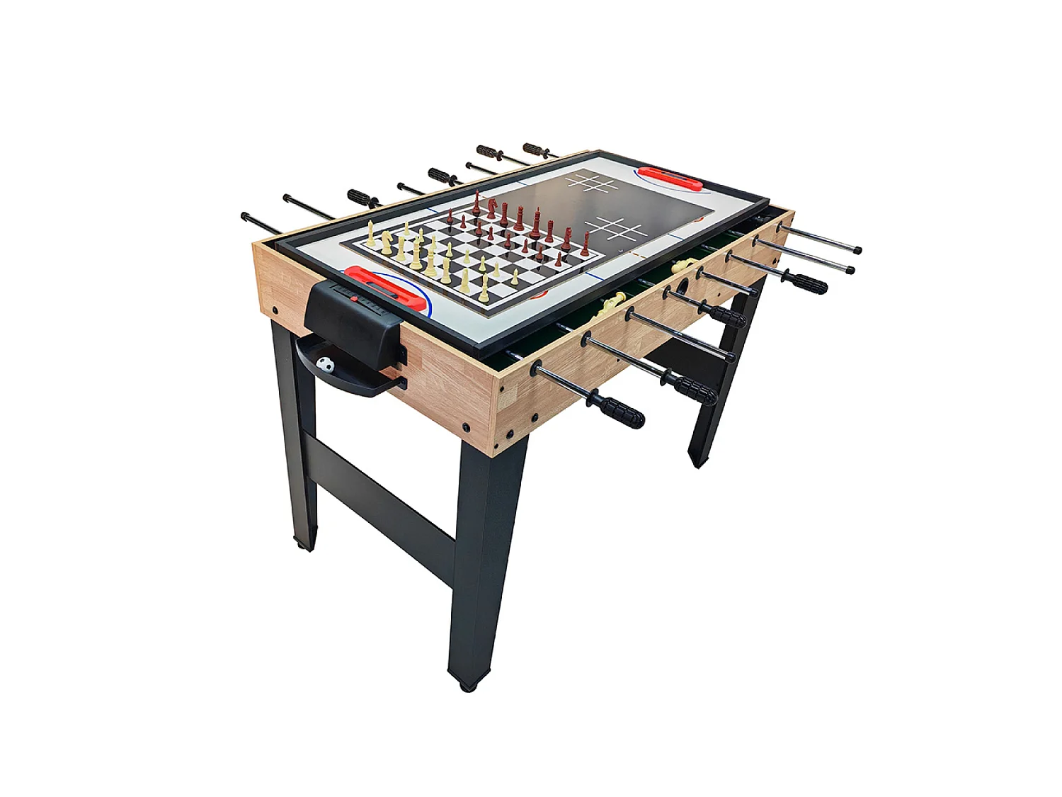 Table multi-jeux 9 en 1 effet bois et noir avec accessoires SAN DIEGO