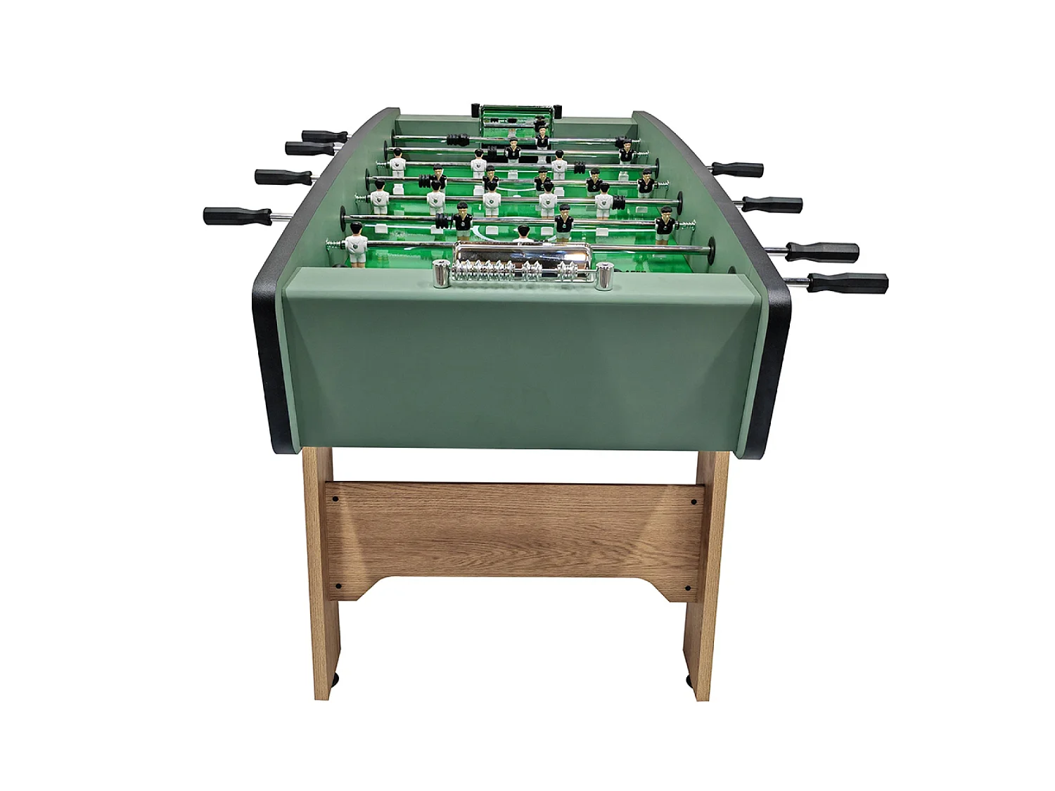 Babyfoot vert olive et effet bois avec barres télescopiques BRESIL
