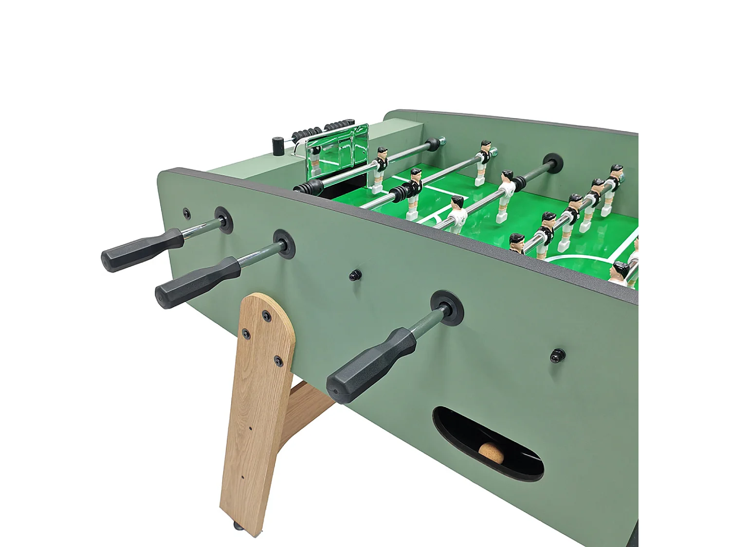 Babyfoot vert olive et effet bois avec barres télescopiques BRESIL