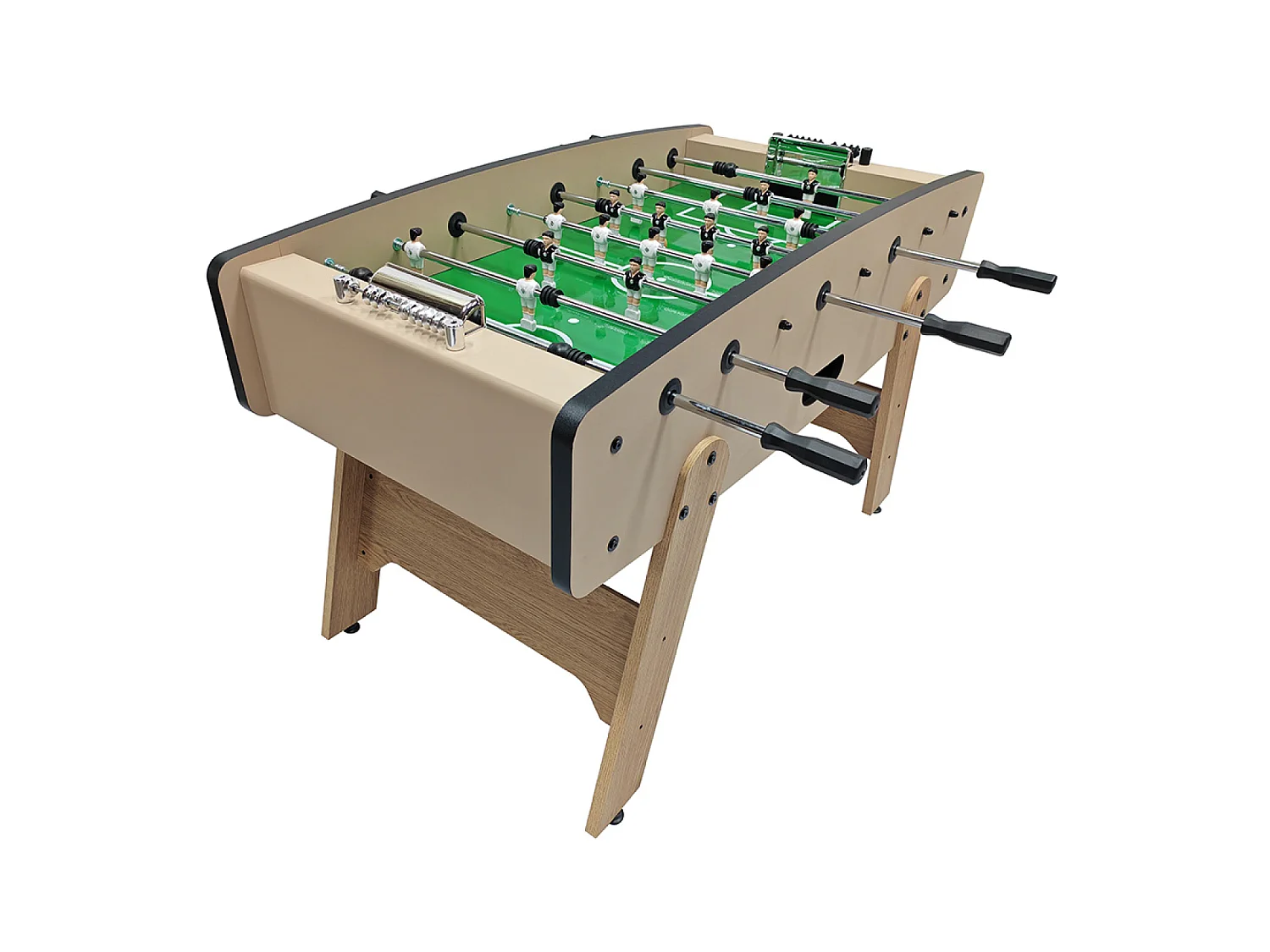 Babyfoot taupe et effet bois avec barres télescopiques BRESIL