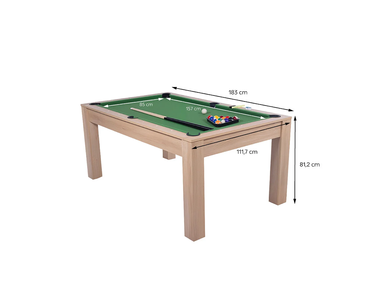 Table multi-jeux 3 en 1 convertible en billard, ping-pong et table à manger CLEVELAND