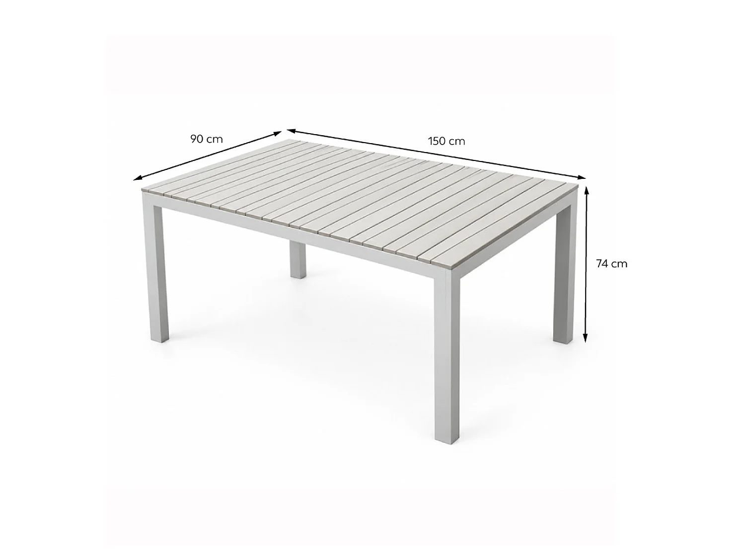 Table de jardin en aluminium blanc et gris clair 150 cm SIDERNO