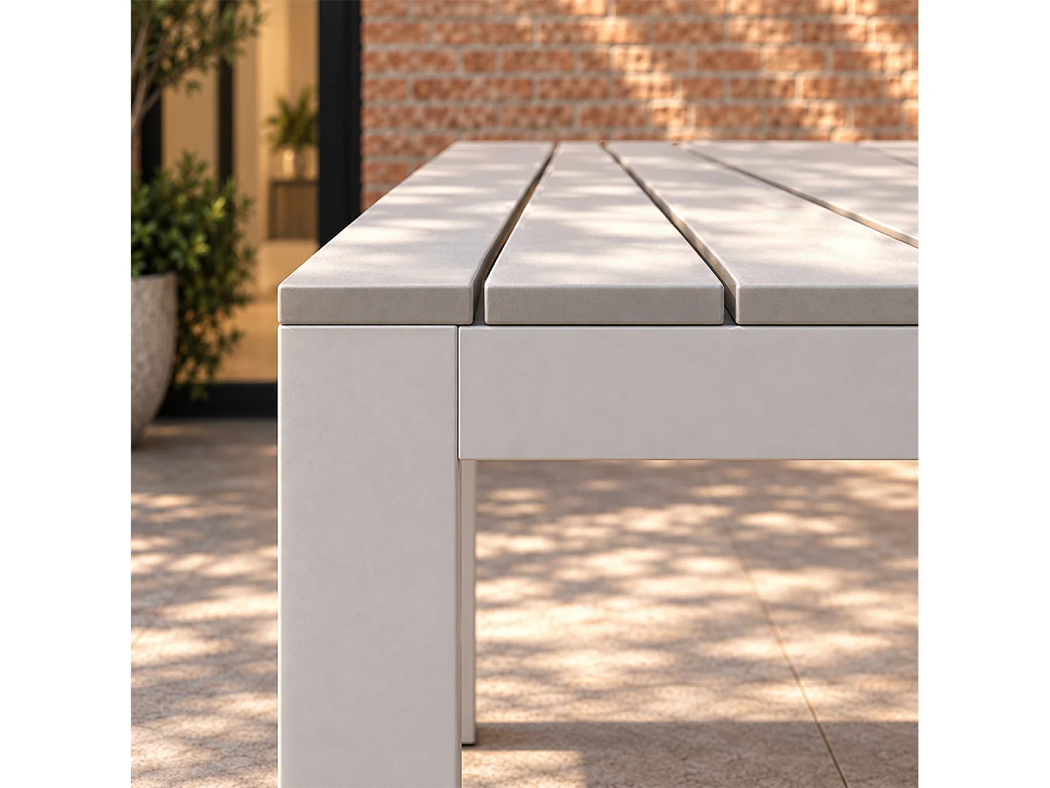 Table de jardin en aluminium blanc et gris clair 150 cm SIDERNO
