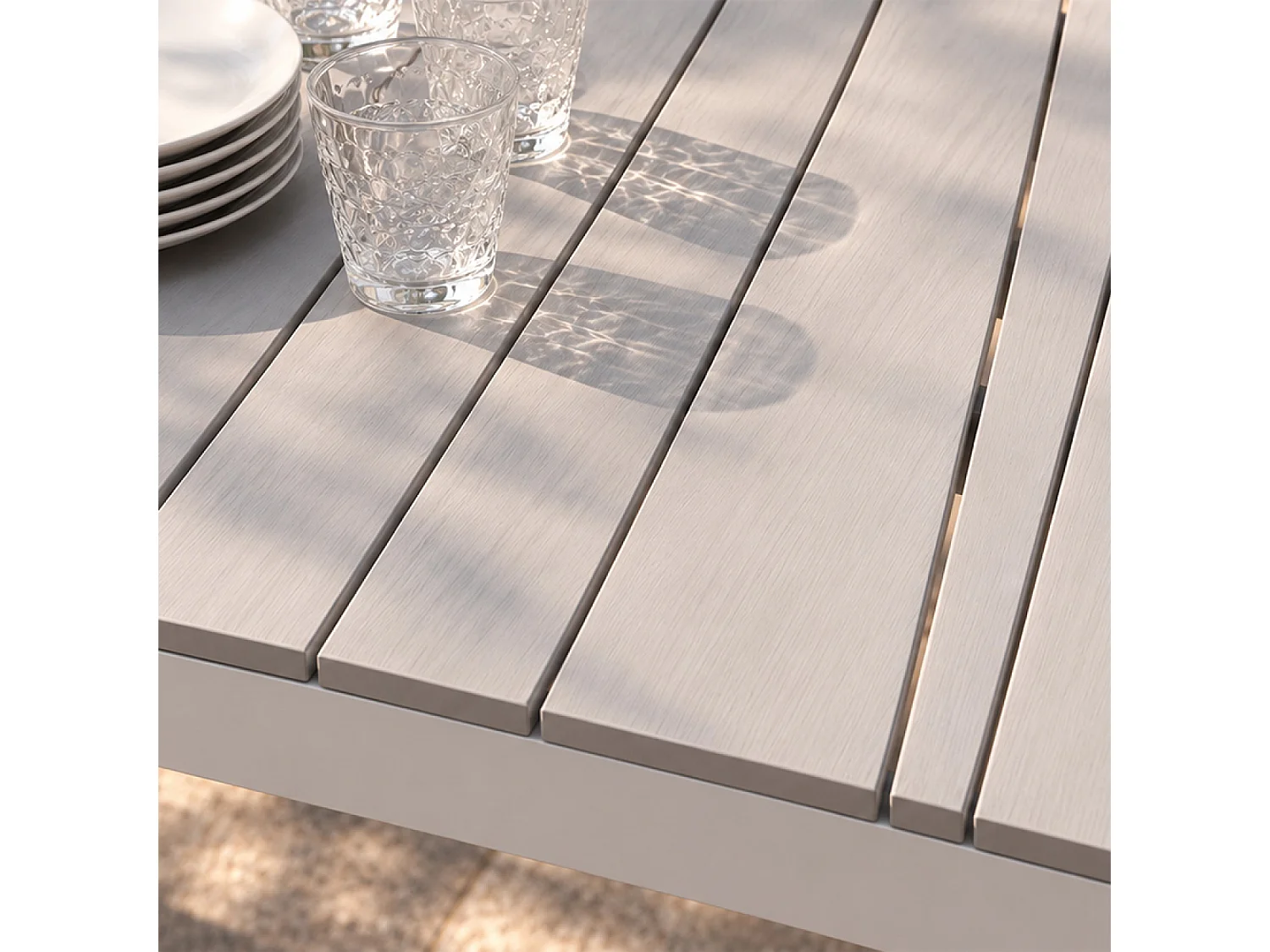 Table de jardin en aluminium blanc et gris clair 150 cm SIDERNO