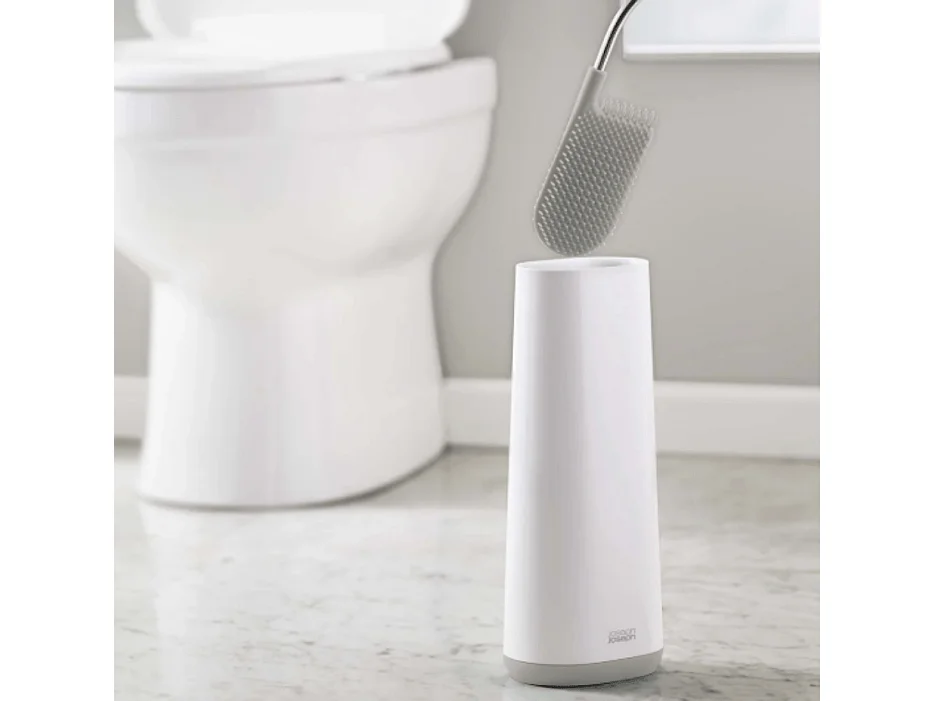 Toilettenborstel Joseph Joseph Flex, hygiënisch en flexibel ontwerp dat alle hoeken bereikt, ideaal voor moderne badkamers, lichtgrijs.