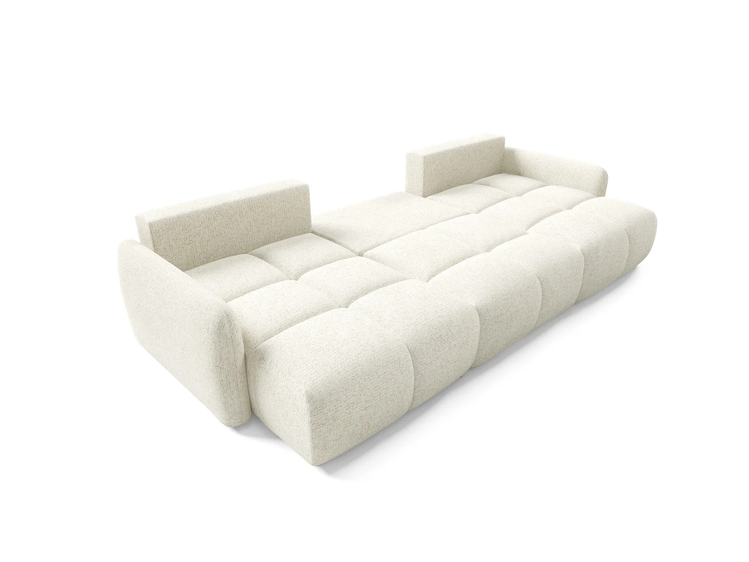 Canapé panoramique 5 places BUFFOLO U, tissu chiné, assises ultra moelleuses effet nuage, confort irrésistible crème