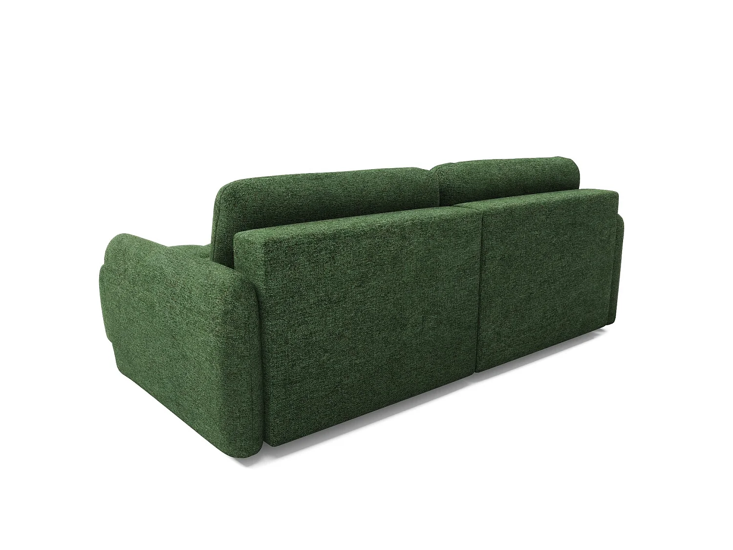 Canapé d’angle convertible 4 places BUFFOLO L, tissu chiné, assises ultra moelleuses effet nuage, confort irrésistible vert foncé