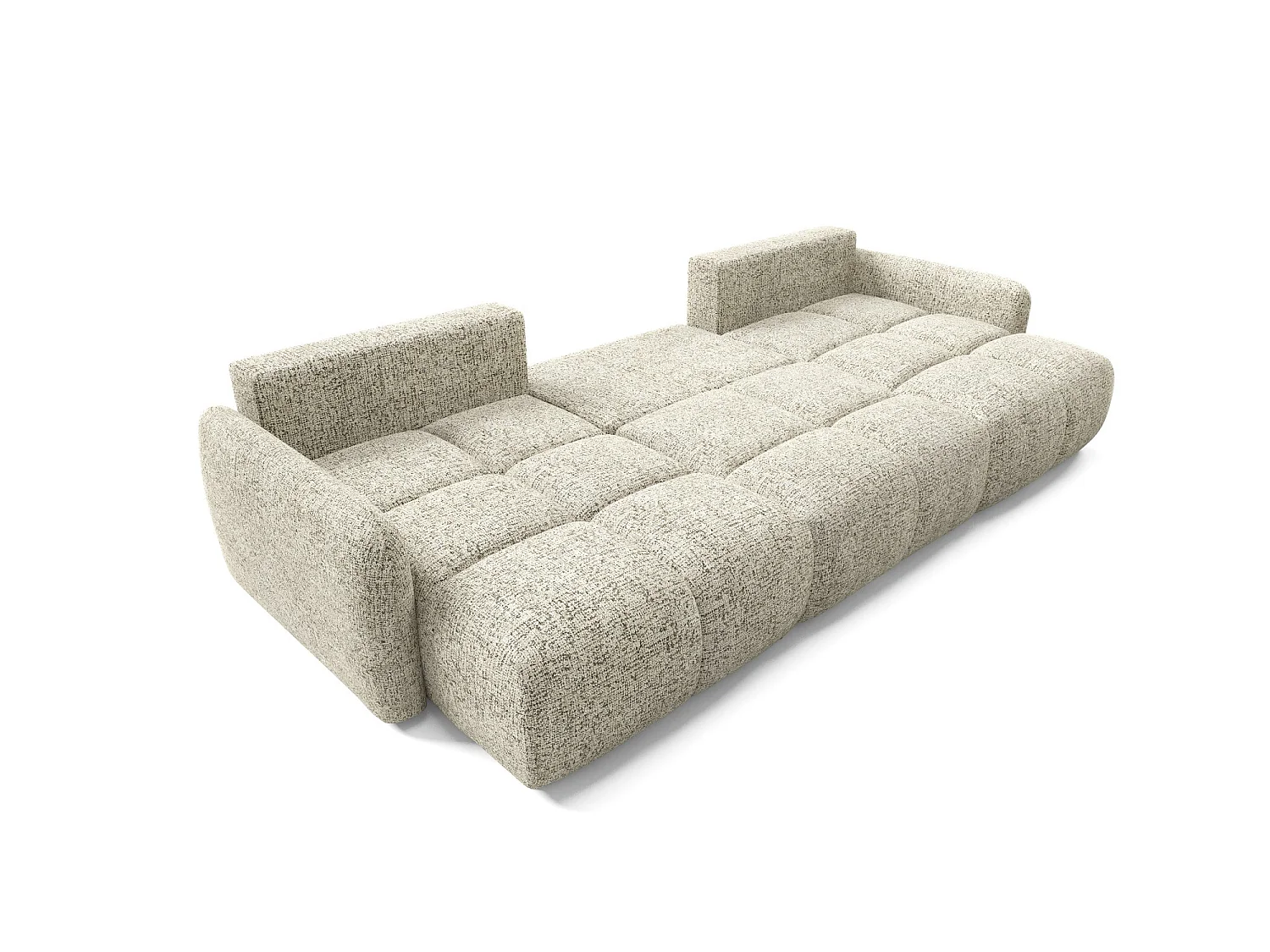 Canapé panoramique 5 places BUFFOLO U, tissu chiné, assises ultra moelleuses effet nuage, confort irrésistible beige