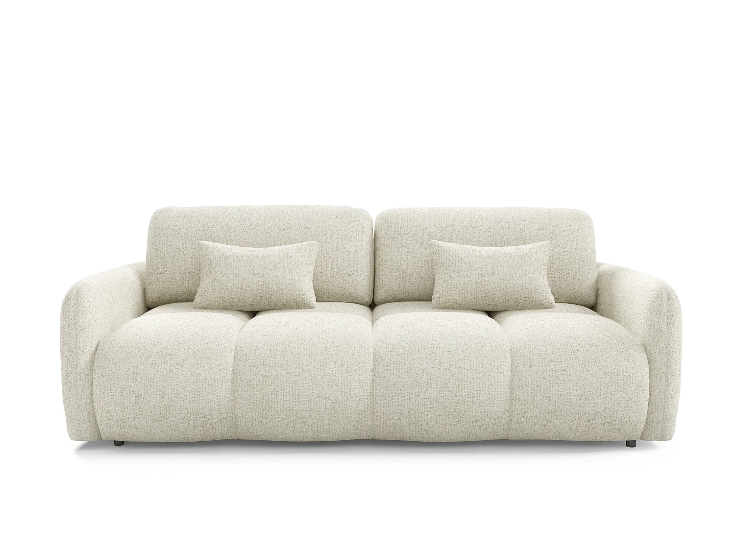 Canapé convertible 4 places SOFA BUFFOLO, tissu chiné, assises ultra moelleuses effet nuage, confort irrésistible crème