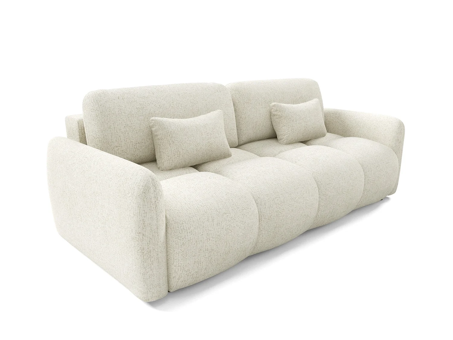 Canapé convertible 4 places SOFA BUFFOLO, tissu chiné, assises ultra moelleuses effet nuage, confort irrésistible crème