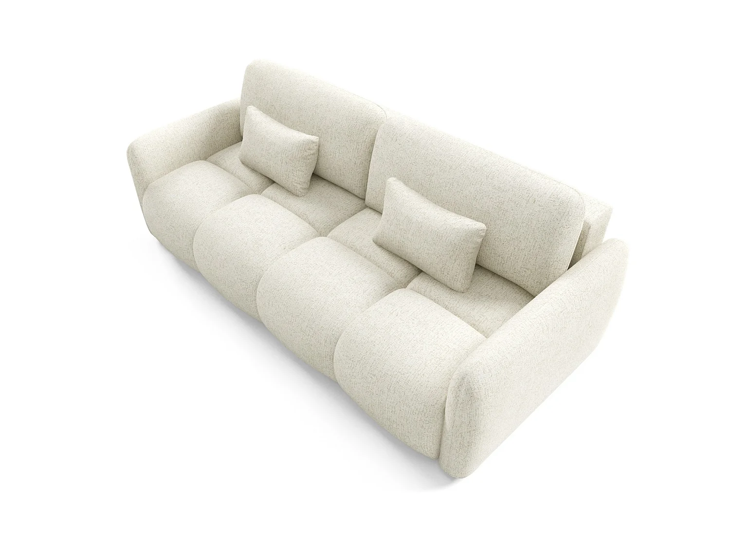 Canapé convertible 4 places SOFA BUFFOLO, tissu chiné, assises ultra moelleuses effet nuage, confort irrésistible crème