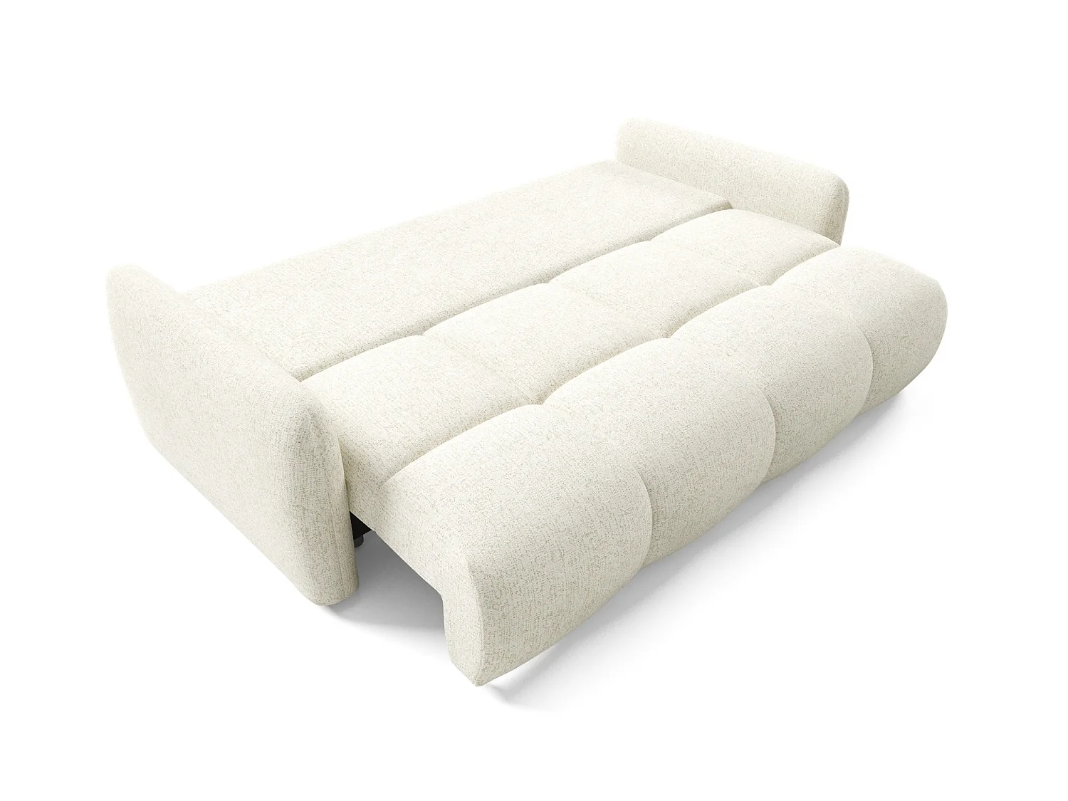 Canapé convertible 4 places SOFA BUFFOLO, tissu chiné, assises ultra moelleuses effet nuage, confort irrésistible crème