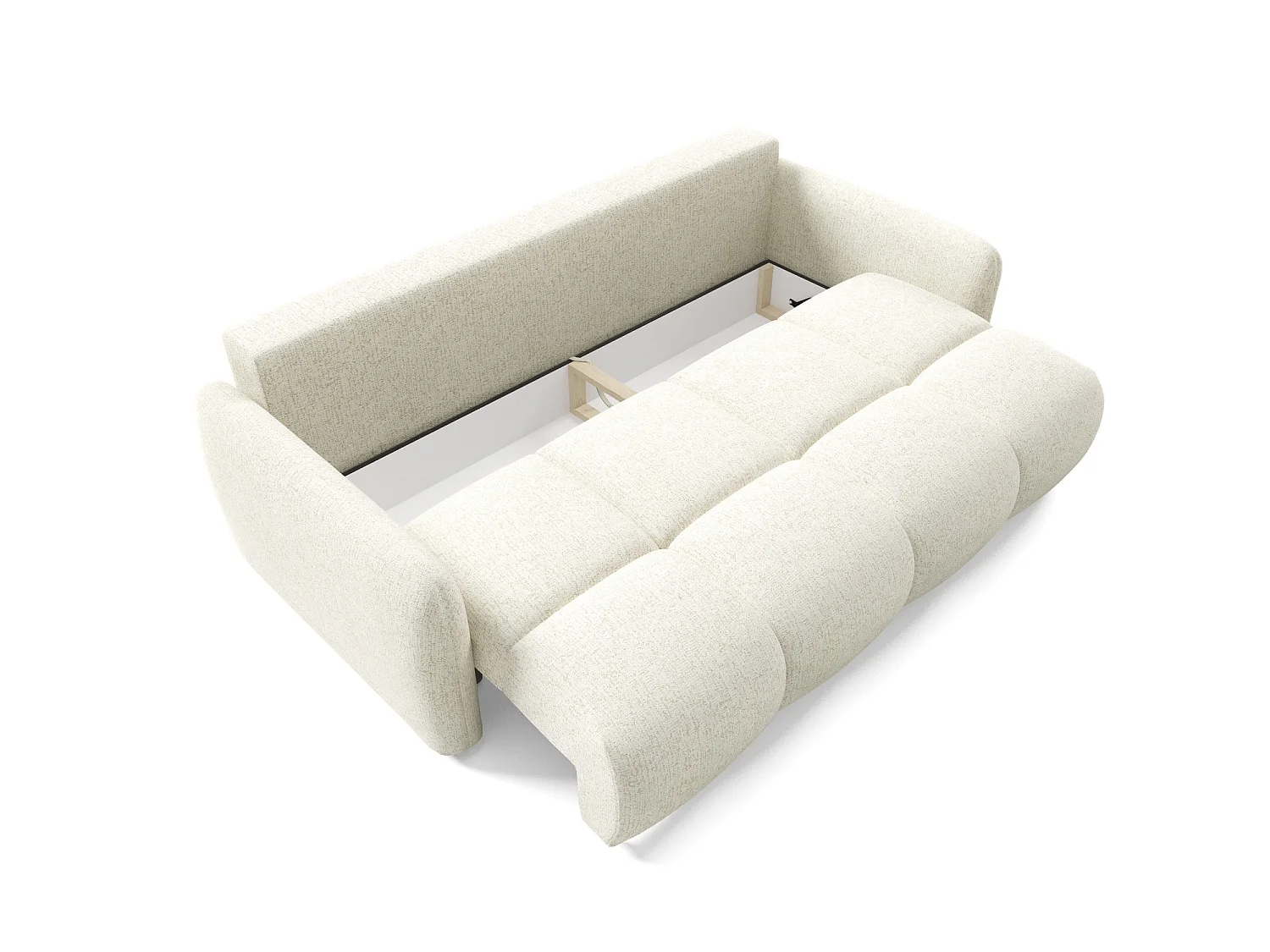 Canapé convertible 4 places SOFA BUFFOLO, tissu chiné, assises ultra moelleuses effet nuage, confort irrésistible crème