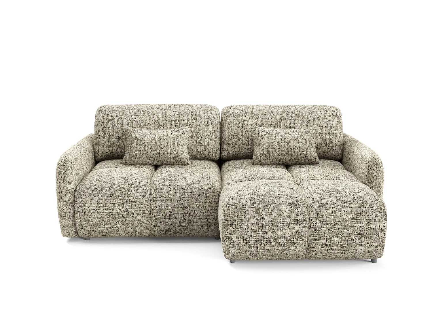 Divano angolare trasformabile in letto BUFFOLO L a 4 posti, tessuto mélange, sedute ultra morbide effetto nuvola, comfort irresistibile, color beige