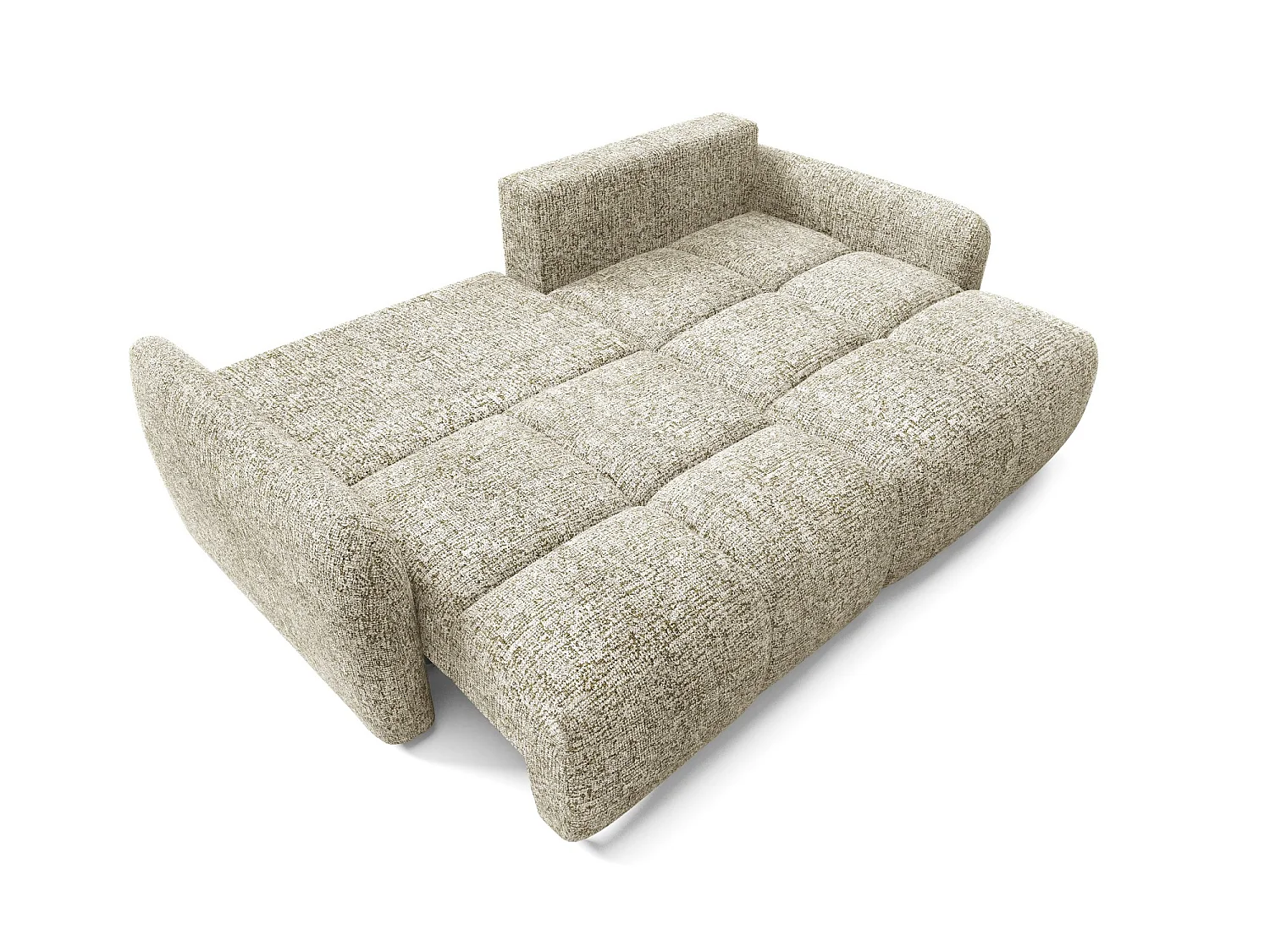 Divano angolare trasformabile in letto BUFFOLO L a 4 posti, tessuto mélange, sedute ultra morbide effetto nuvola, comfort irresistibile, color beige