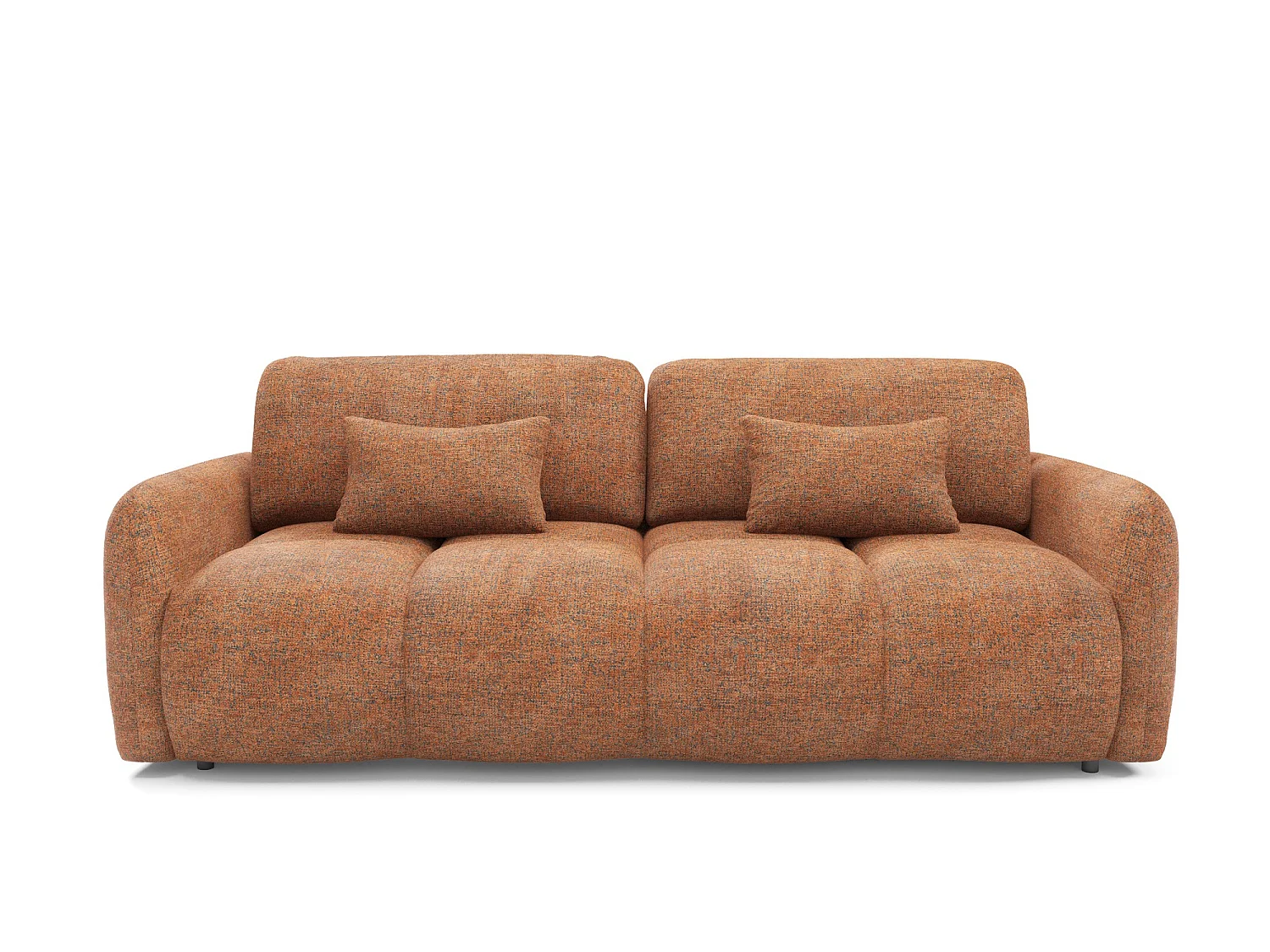 Divano letto 4 posti SOFA BUFFOLO, tessuto melange color rame, sedute morbidissime effetto nuvola, comfort irresistibile