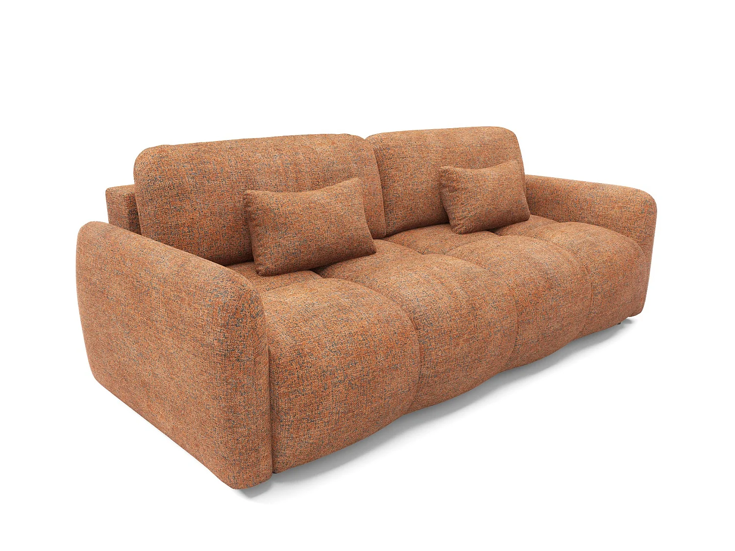 Divano letto 4 posti SOFA BUFFOLO, tessuto melange color rame, sedute morbidissime effetto nuvola, comfort irresistibile