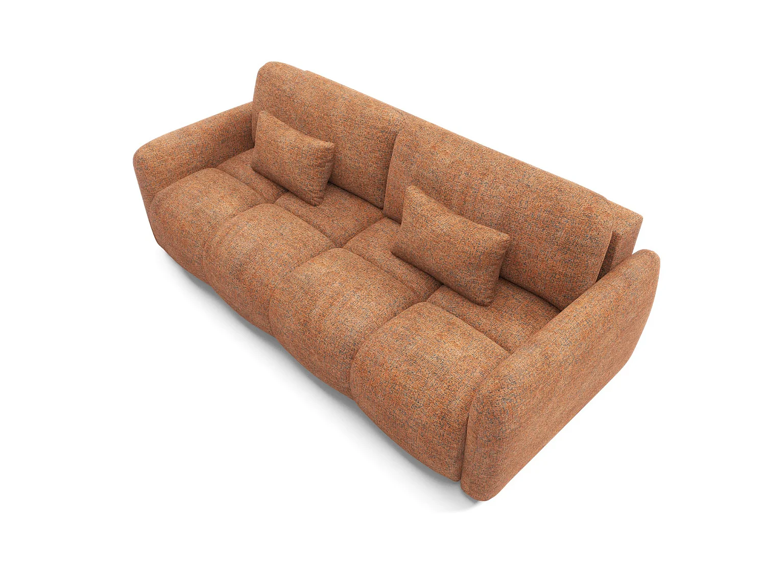 Divano letto 4 posti SOFA BUFFOLO, tessuto melange color rame, sedute morbidissime effetto nuvola, comfort irresistibile