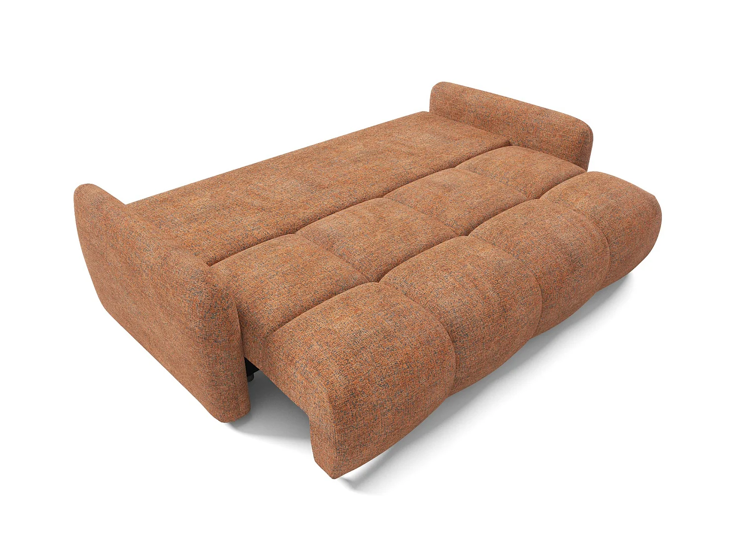 Divano letto 4 posti SOFA BUFFOLO, tessuto melange color rame, sedute morbidissime effetto nuvola, comfort irresistibile