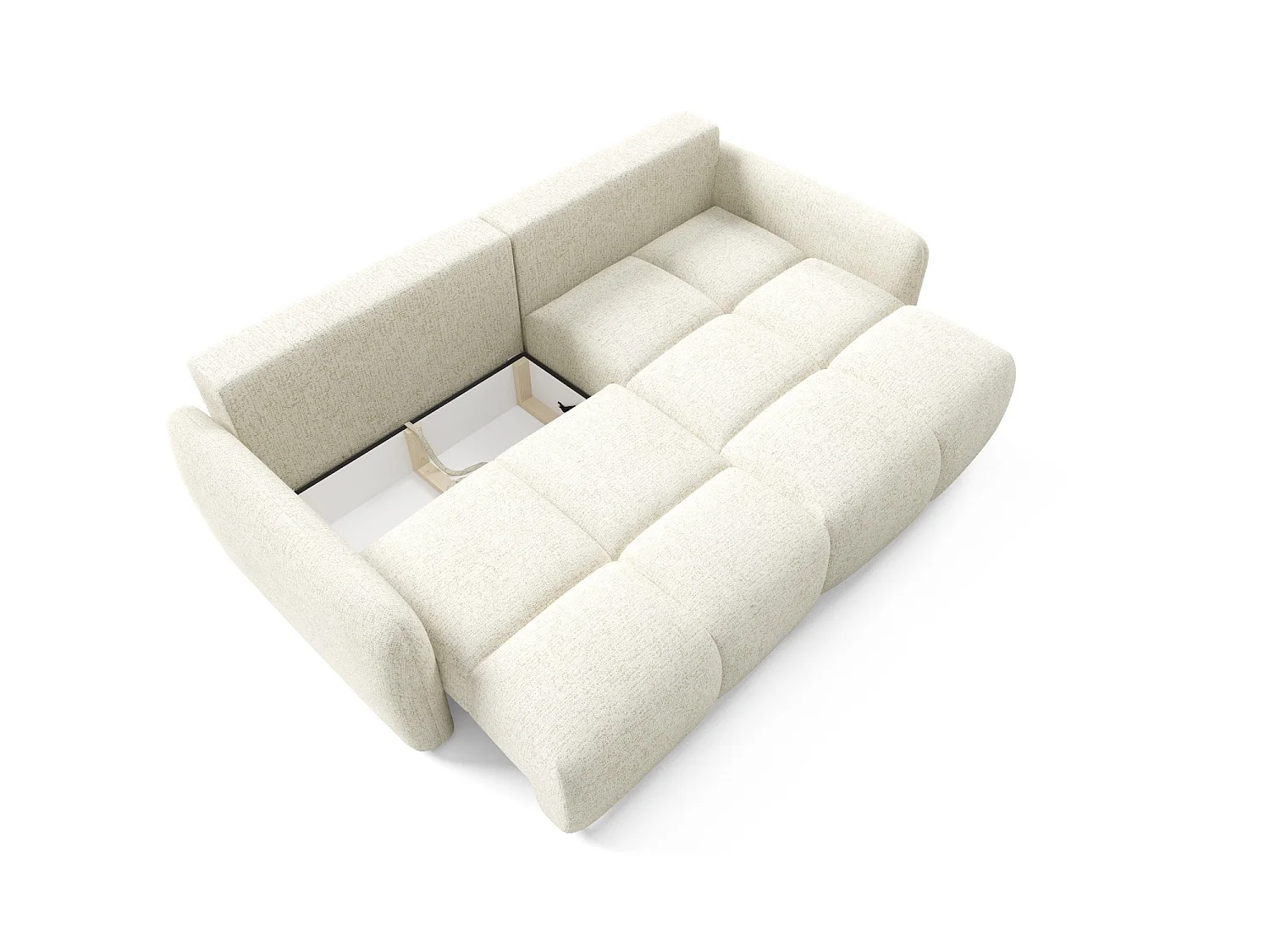 4-zits slaapbank hoekmodel BUFFOLO L, gemêleerde stof, ultrazachte zitplaatsen met wolkachtig comfort, onweerstaanbaar zitcomfort, crèmekleurig