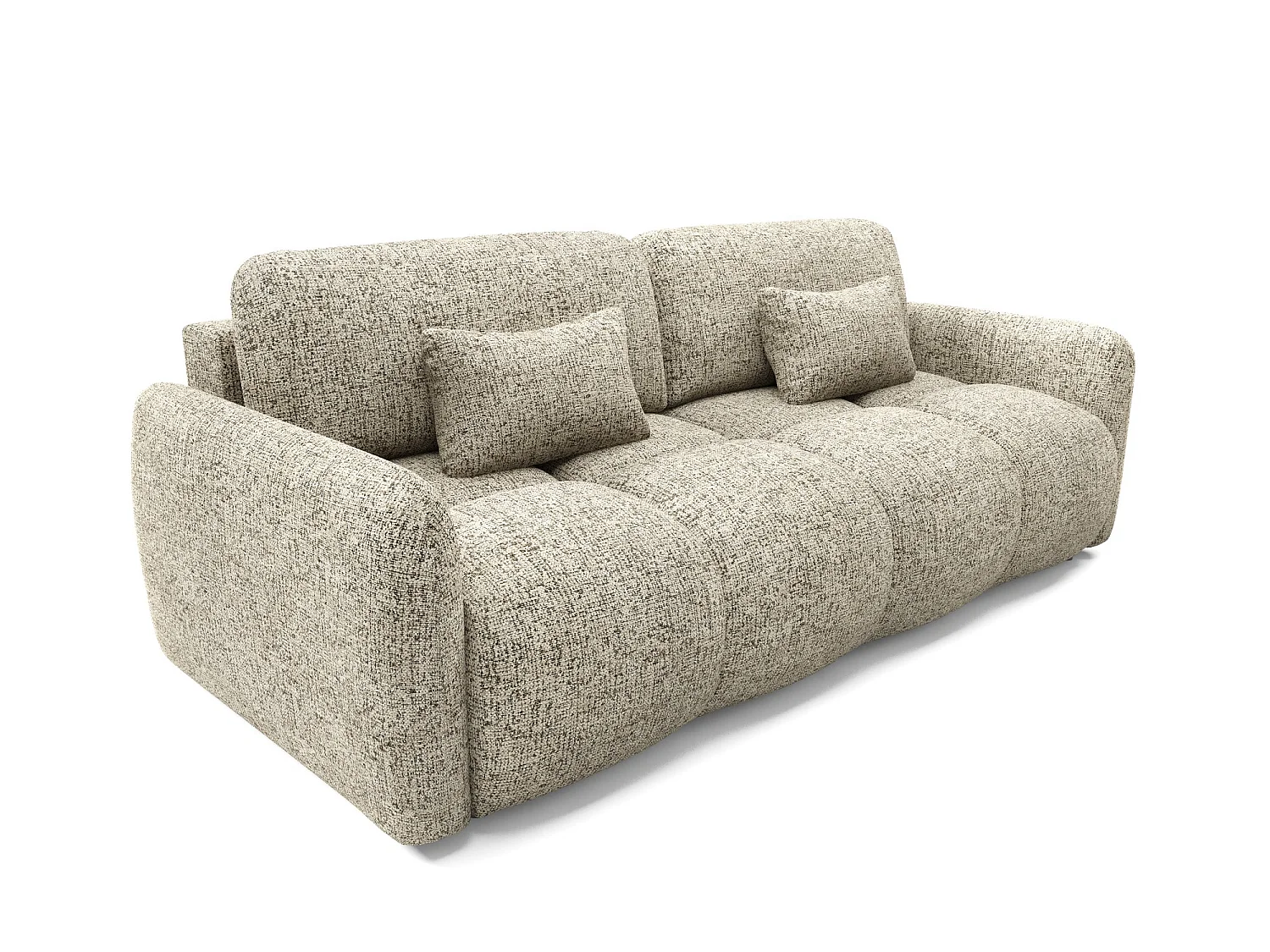 Canapé convertible 4 places SOFA BUFFOLO, tissu chiné, assises ultra moelleuses effet nuage, confort irrésistible beige