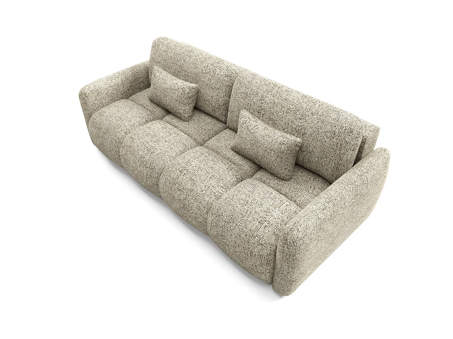 Canapé convertible 4 places SOFA BUFFOLO, tissu chiné, assises ultra moelleuses effet nuage, confort irrésistible beige