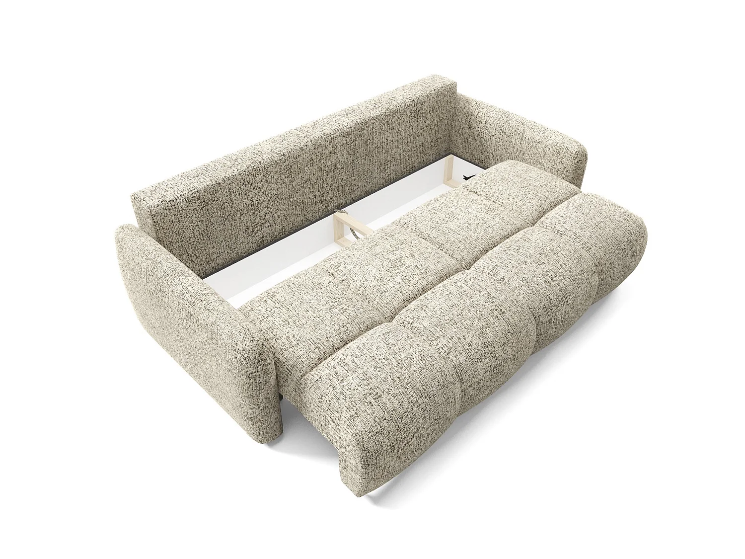 Canapé convertible 4 places SOFA BUFFOLO, tissu chiné, assises ultra moelleuses effet nuage, confort irrésistible beige