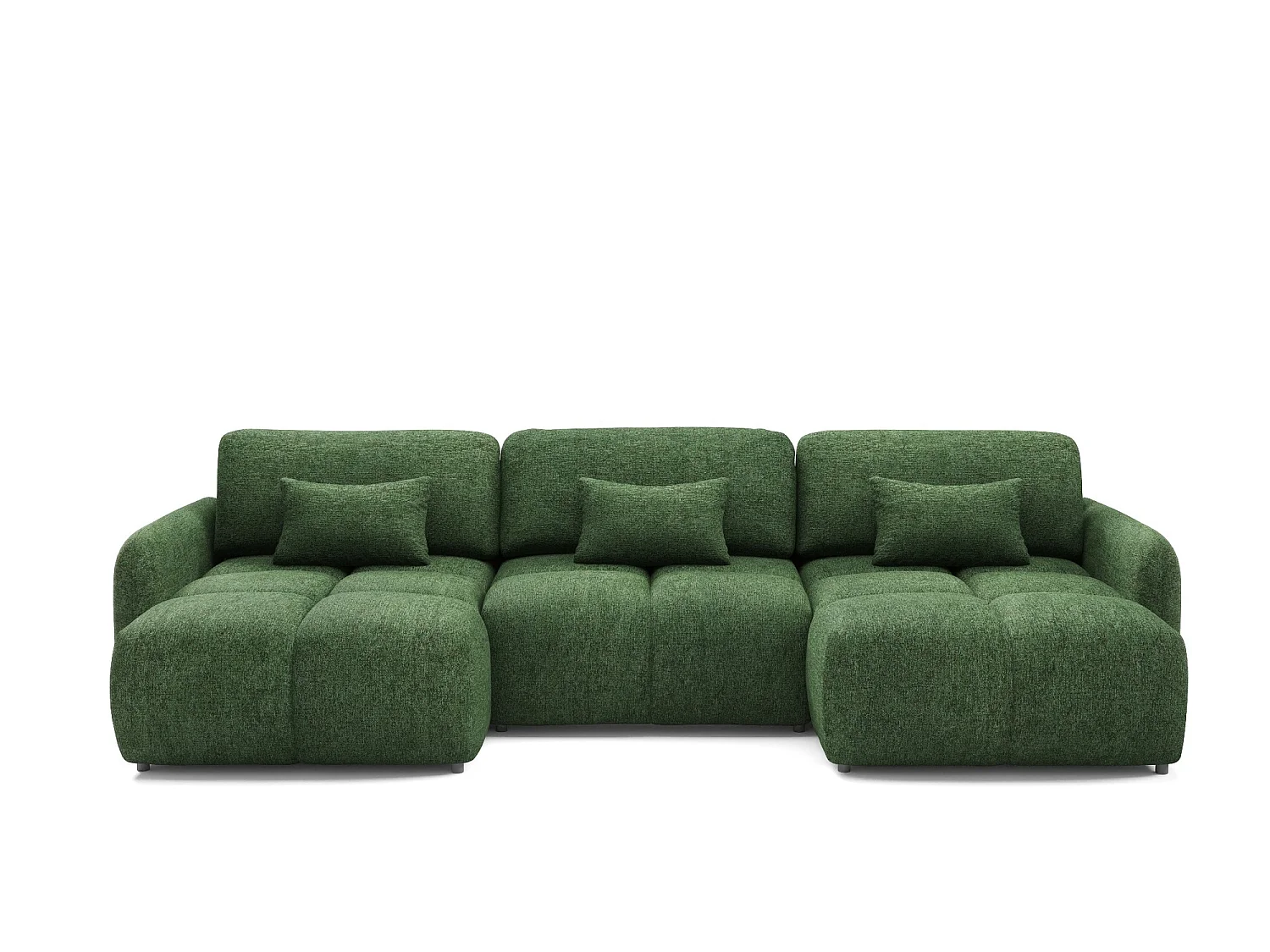 5-zits panoramische bank BUFFOLO U, gemêleerde stof, ultrazachte zitplaatsen met wolkachtig comfort, onweerstaanbaar zitcomfort, flesgroenkleurig