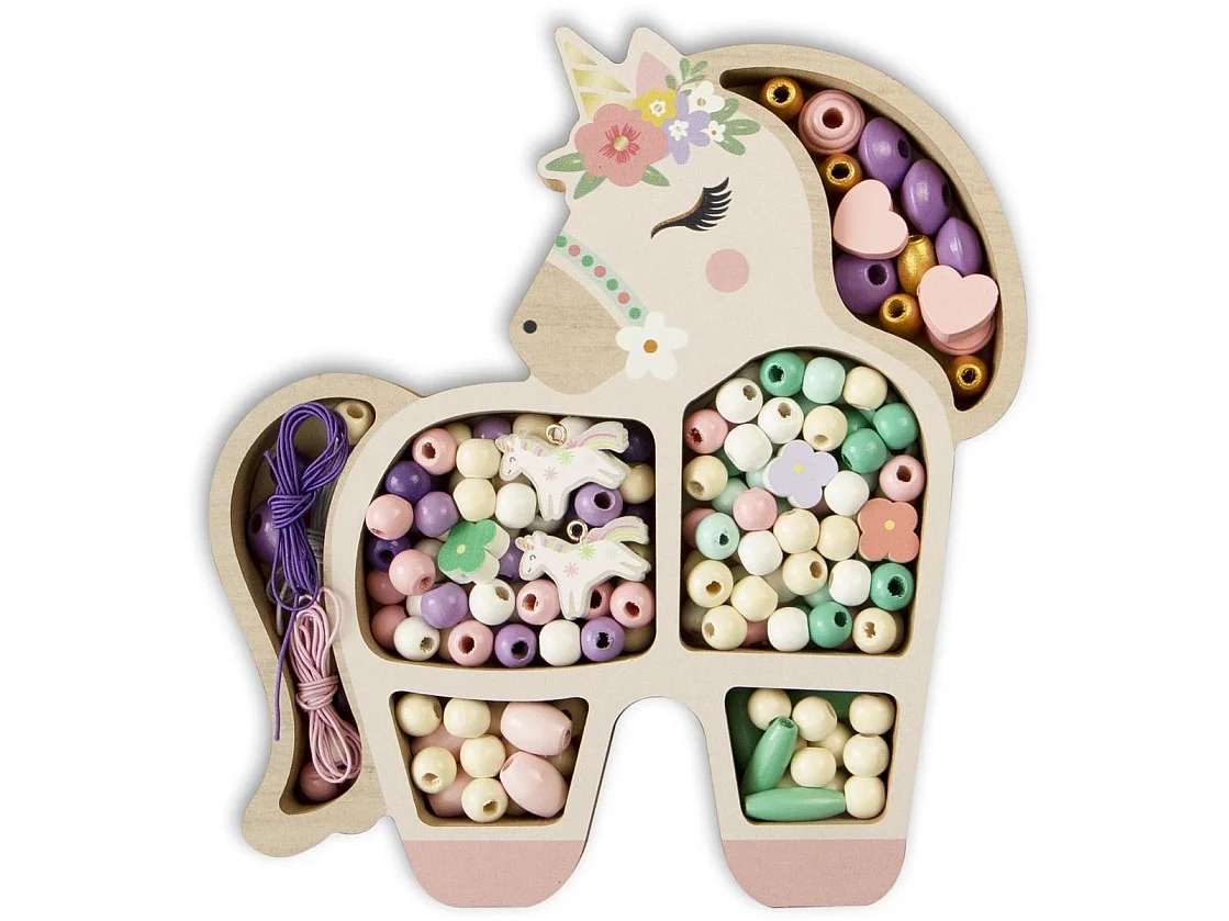 Sycomore Coffret Perles Licorne — 170 perles pastel avec 3 m de fil et coffret licorne