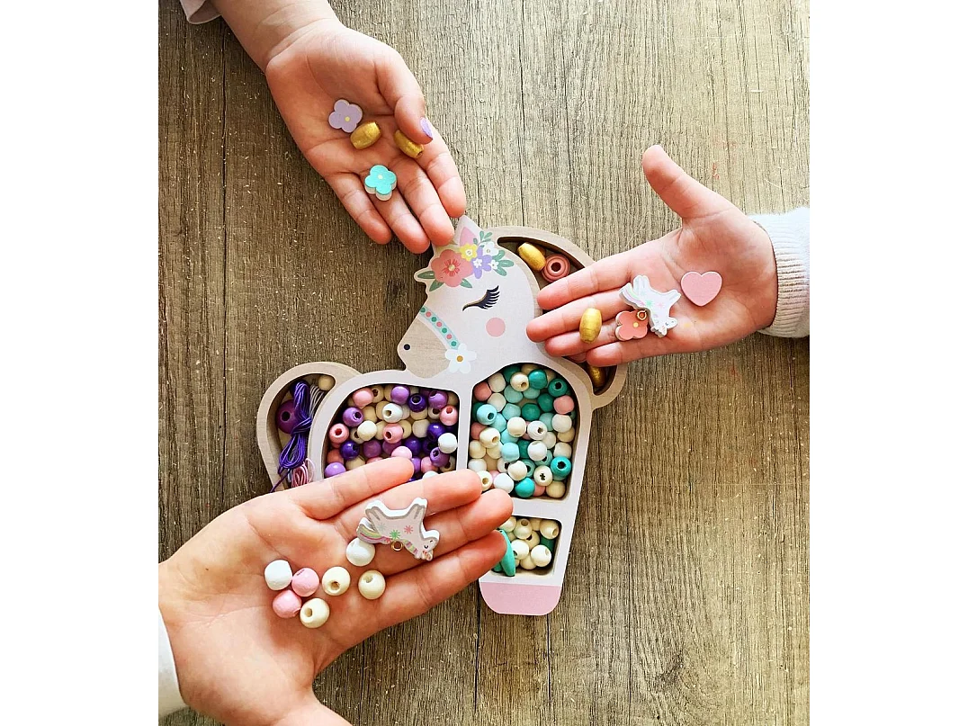 Sycomore Coffret Perles Licorne — 170 perles pastel avec 3 m de fil et coffret licorne