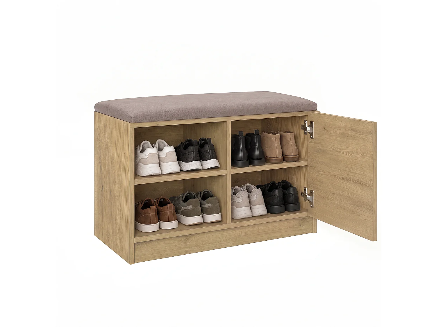 Meuble à chaussures Sovi - 70 x 44 x 33 cm avec assise meuble pour entrée chêne Cremona