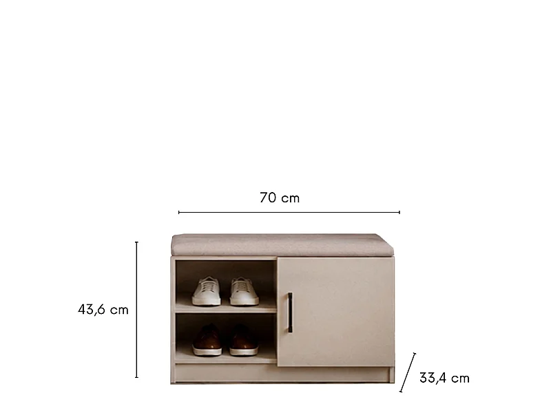 Halset Sovi - 115 x 235 x 33 cm kast kapstok zitbank halmeubel voor de hal kasjmier