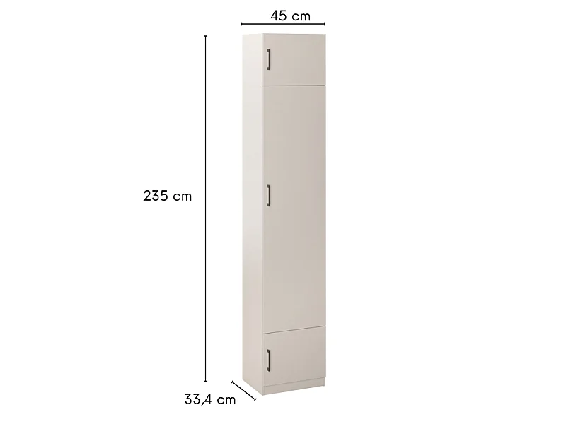 Colonne de rangement Sovi - 45 x 235 x 33 cm 3 portes colonne pour entrée cachemire