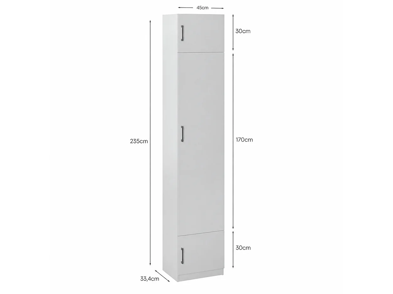 Colonne de rangement Sovi - 45 x 235 x 33 cm 3 portes colonne pour entrée cachemire