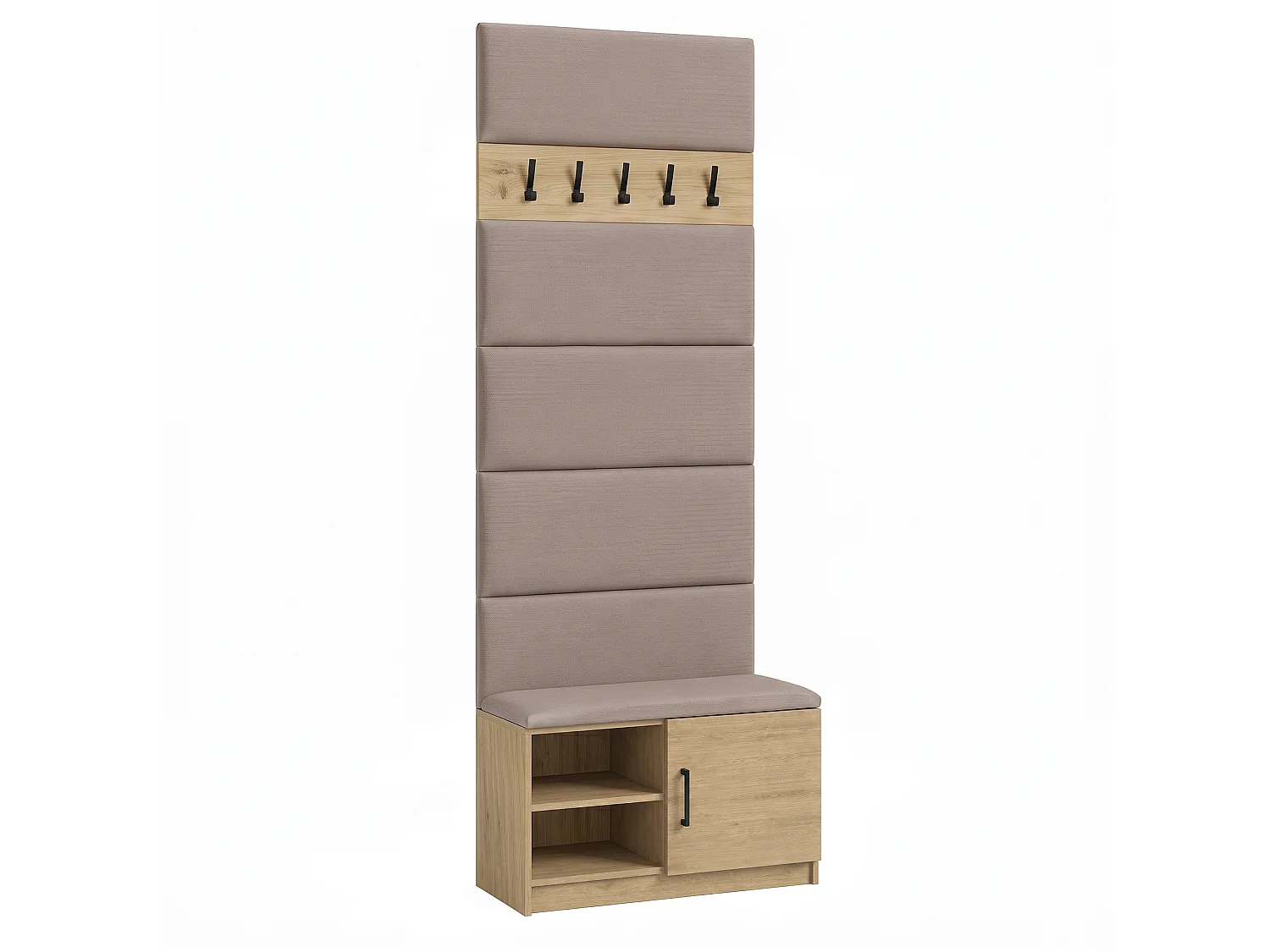 Halset Sovi - 70 x 240 x 33 cm kapstok met zitbank halmeubel voor de hal Cremona eiken