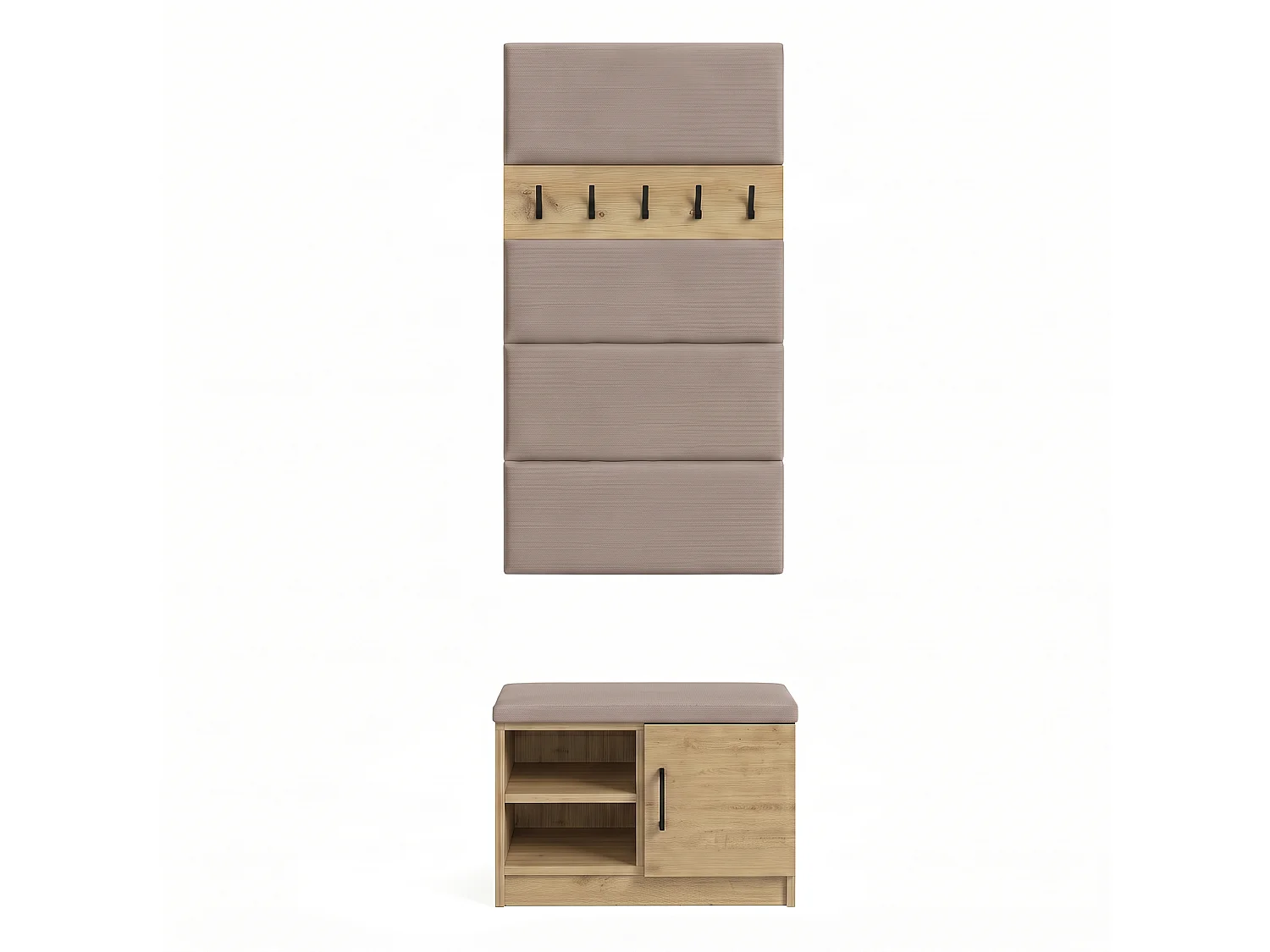 Halset Sovi - 70 x 240 x 33 cm kapstok met zitbank halmeubel voor de hal Cremona eiken
