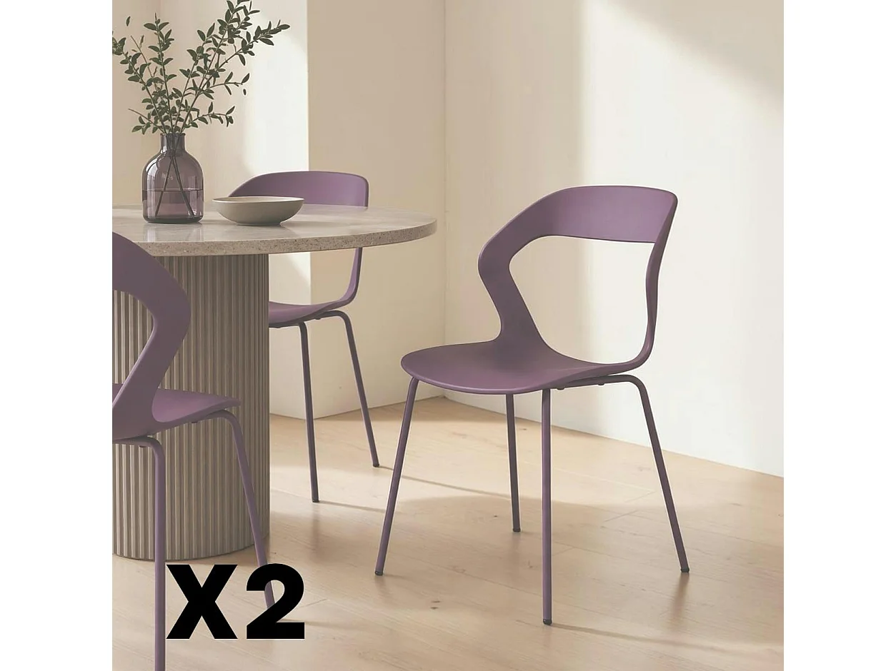 Chaise design prune en polypropylène (lot de 2) ALBA