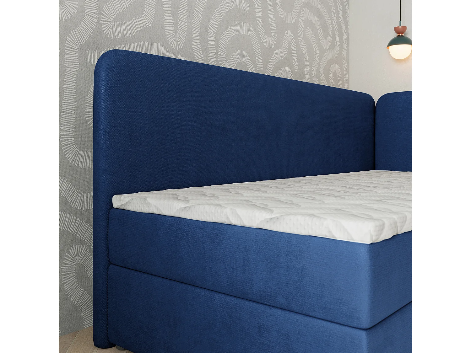 Boxspringbed GINA 80x200 cm Set met hoofdbord, bedbodem en matras, Blauw