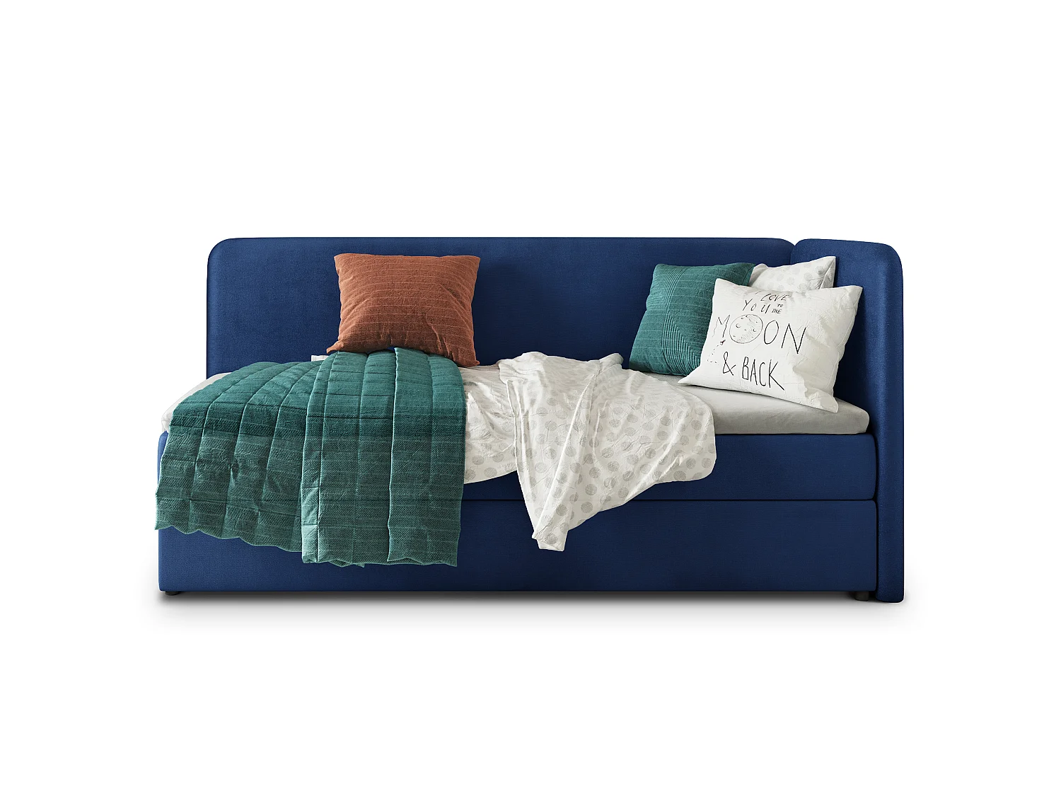 Boxspringbed GINA 80x200 cm Set met hoofdbord, bedbodem en matras, Blauw