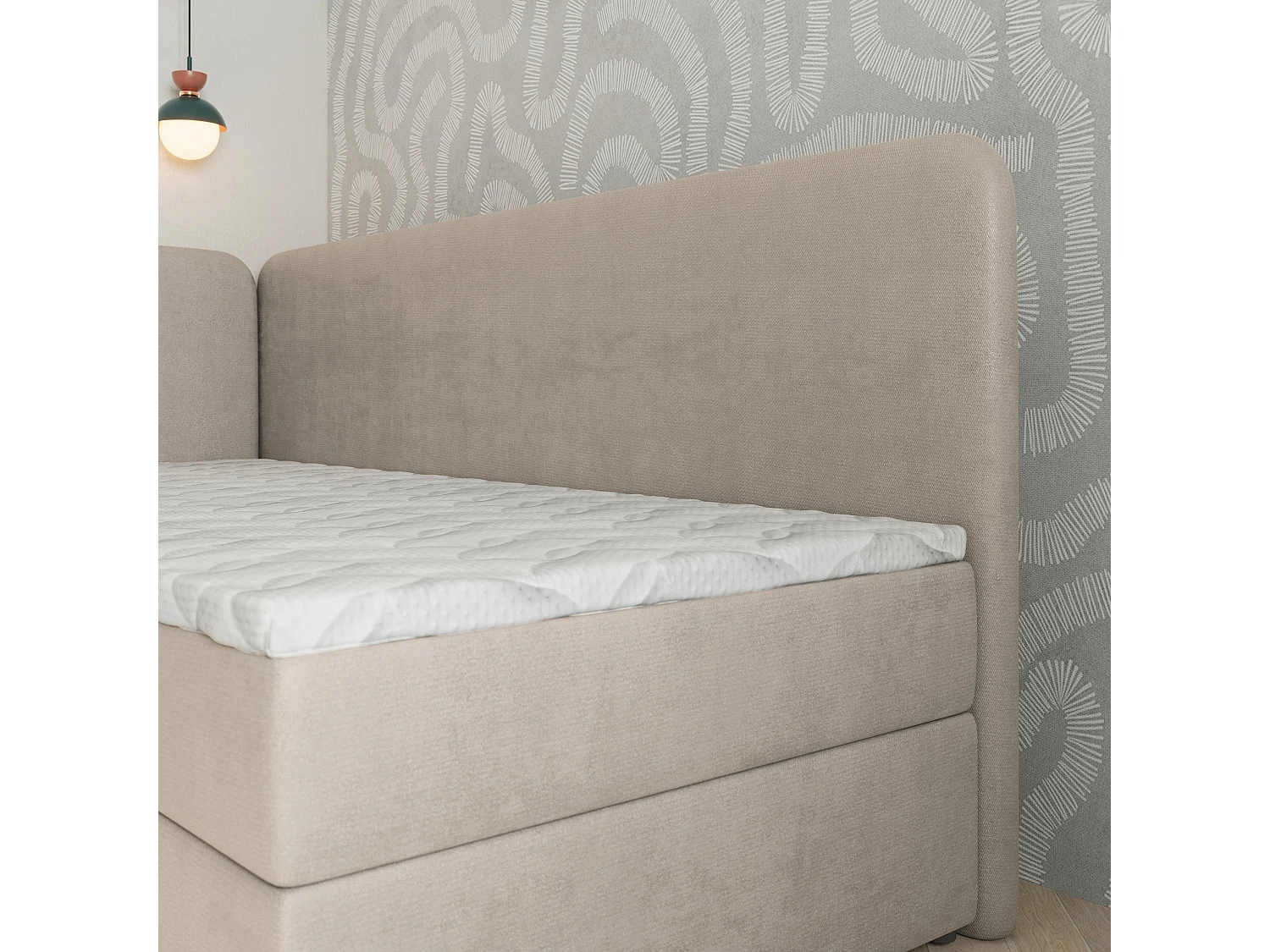 Boxspringbett GINA 80x200 cm Set mit Kopfteil, Bettgestell und Matratze, Beige