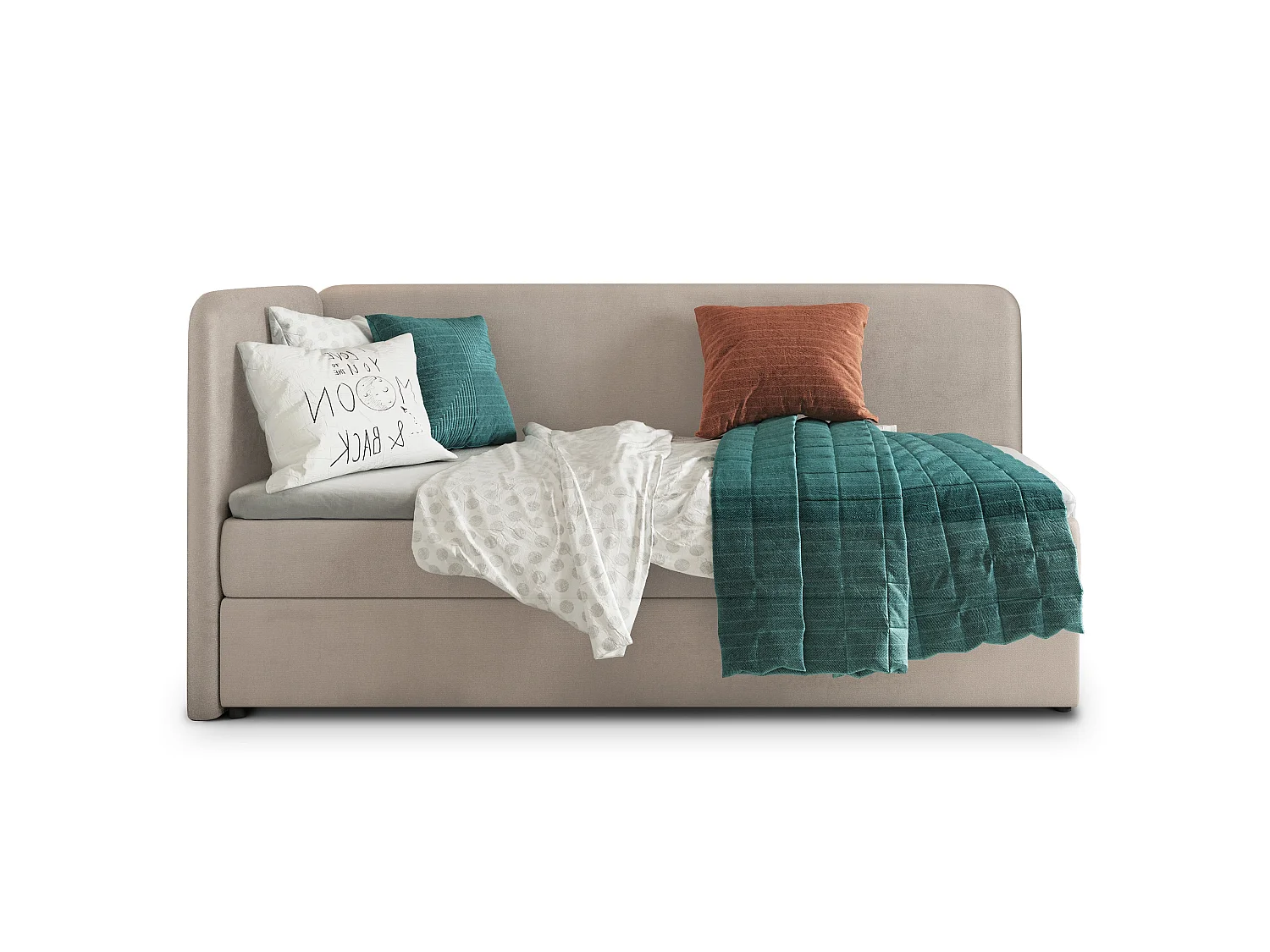 Boxspringbett GINA 80x200 cm Set mit Kopfteil, Bettgestell und Matratze, Beige