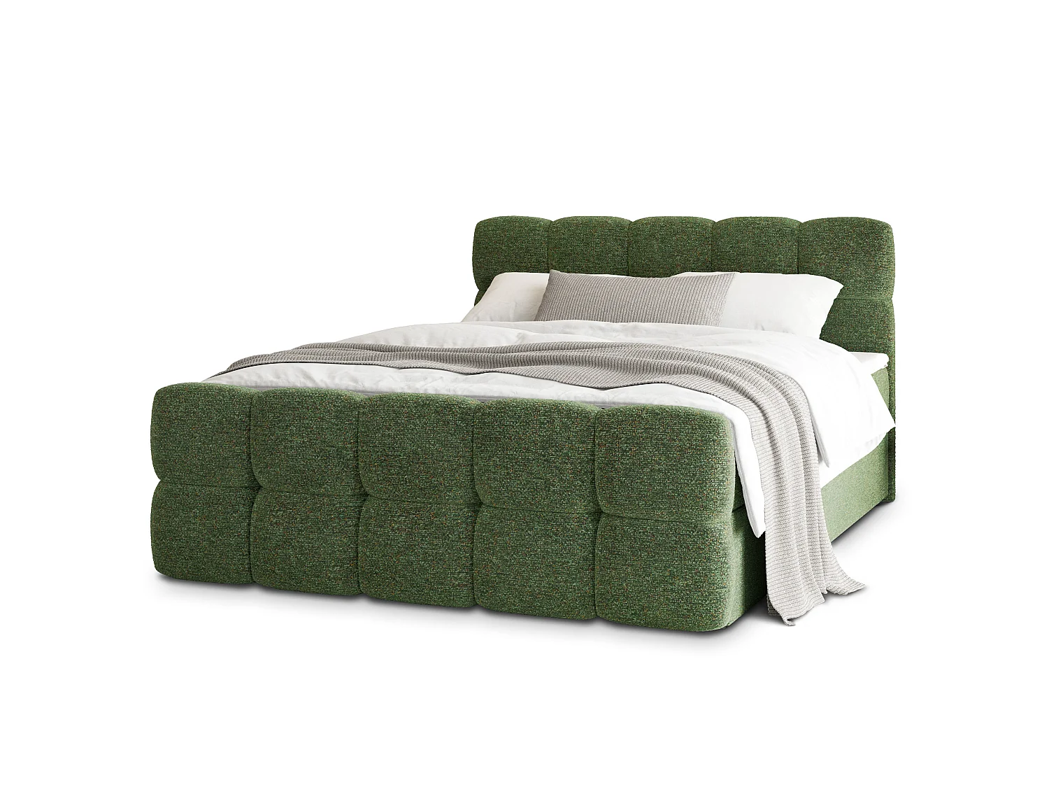 Boxspringbed BRUME 180x200 cm Set met hoofdbord, bedbodem en matras, Groen