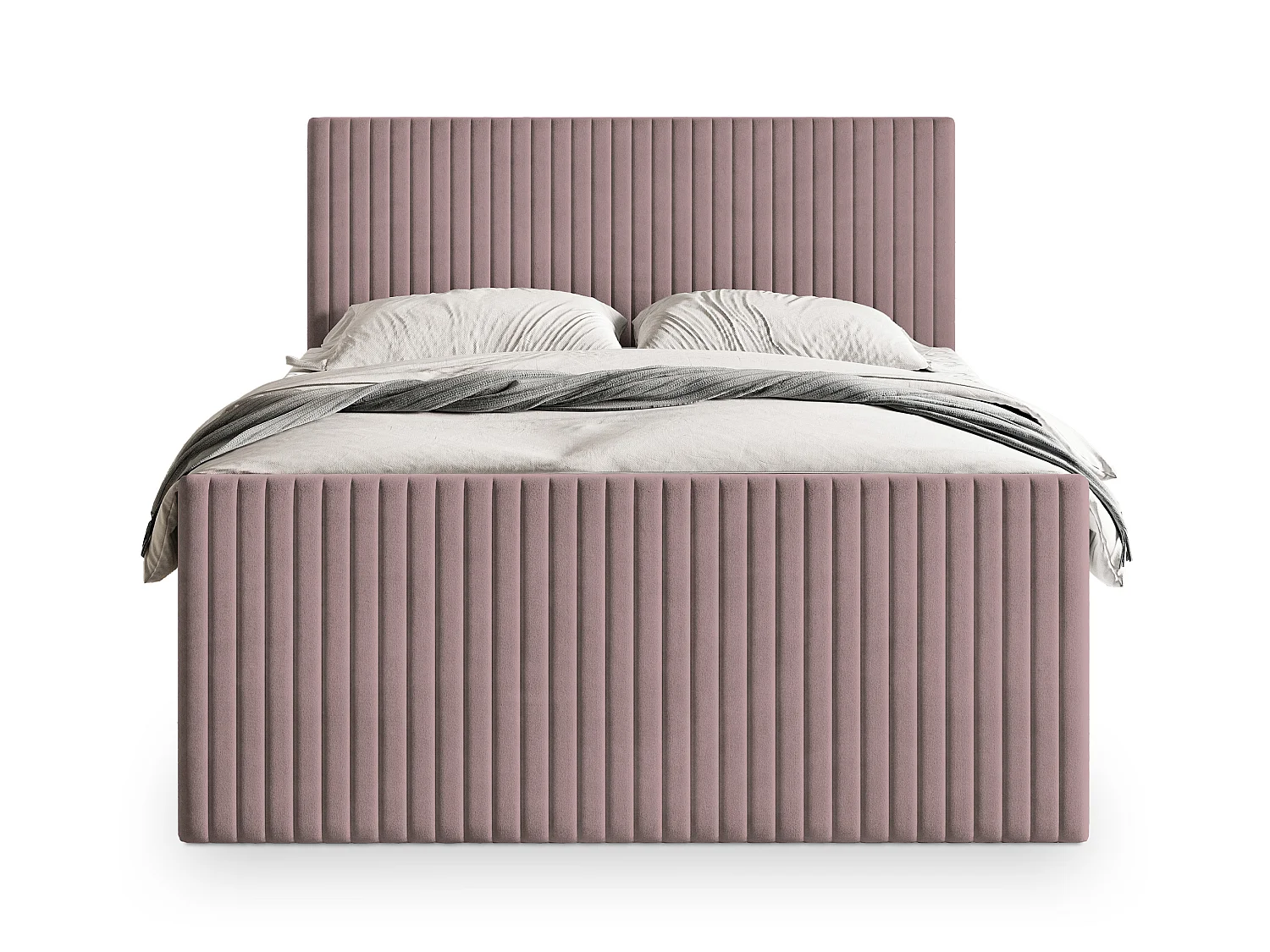 Lit boxspring TERVAN 200x200 cm avec tête de lit, sommier et matelas, Rose poudré