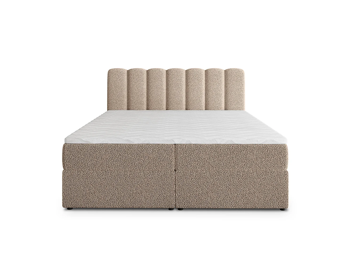 Boxspringbett SOLIA 180x200 cm Set mit Kopfteil, Bettgestell und Matratze, Beige